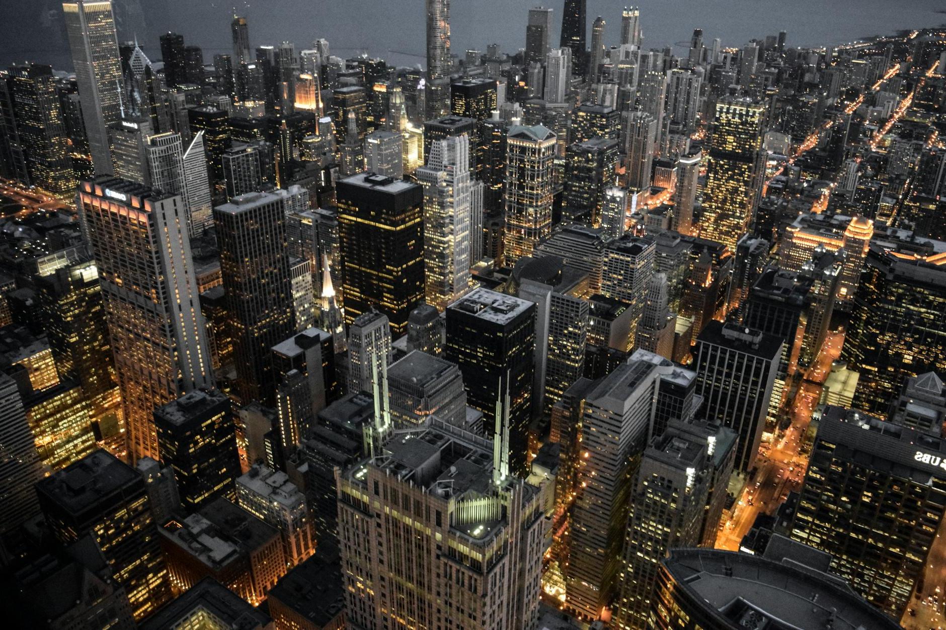 Aerial Photography of Building City Lights