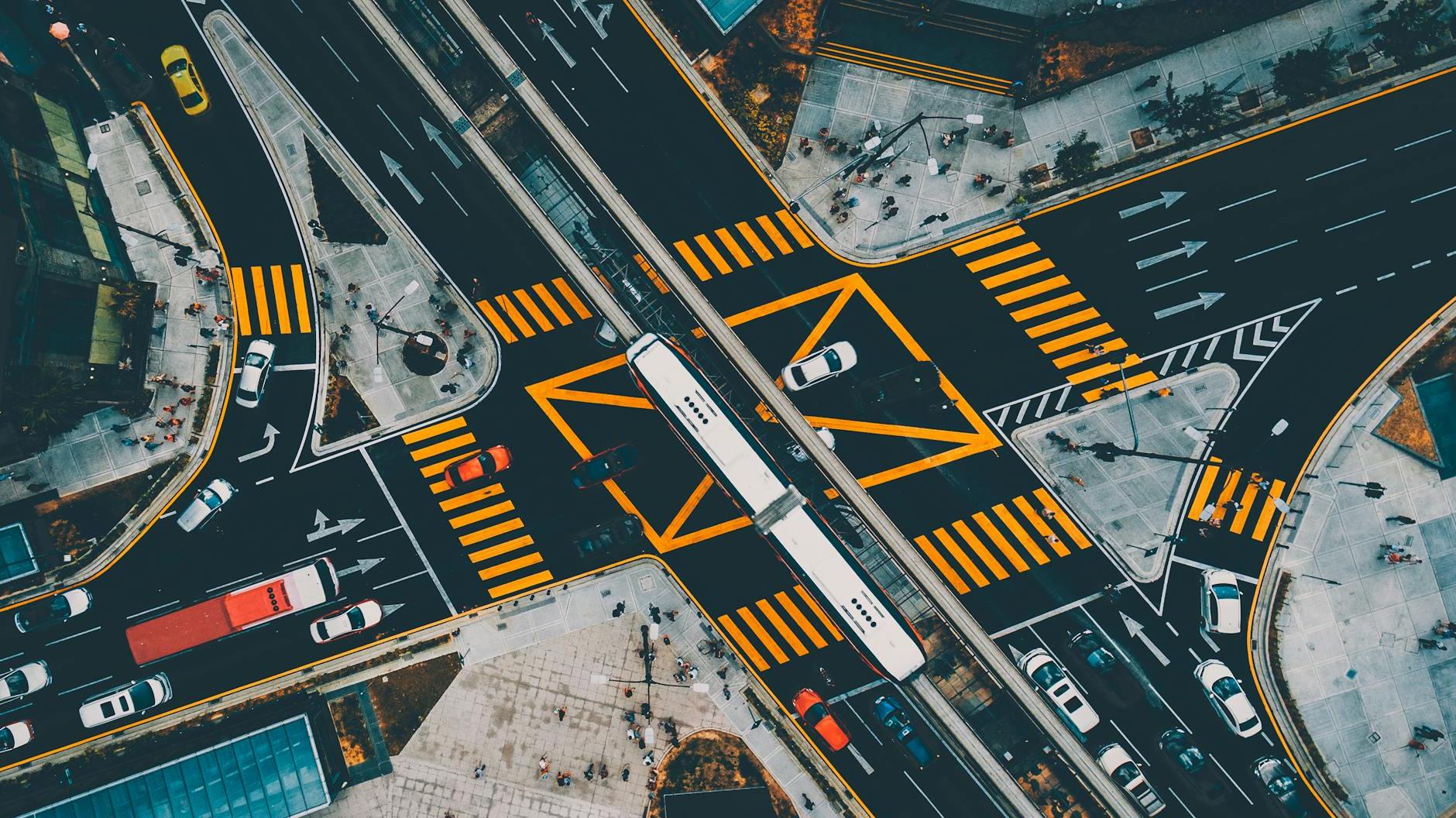 Aerial Photo of City Street and Buildings