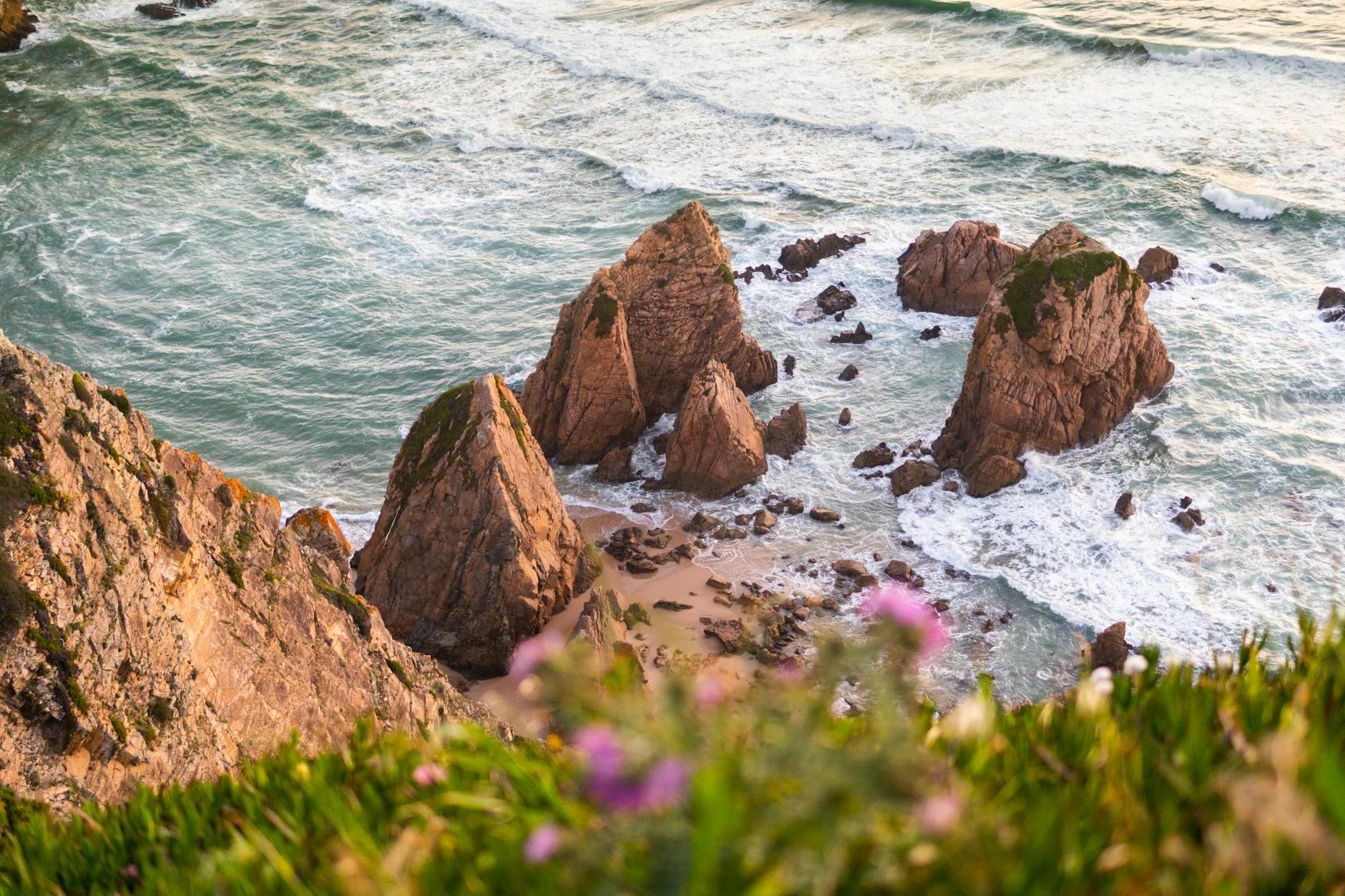 Brown Rock Formation on the shore