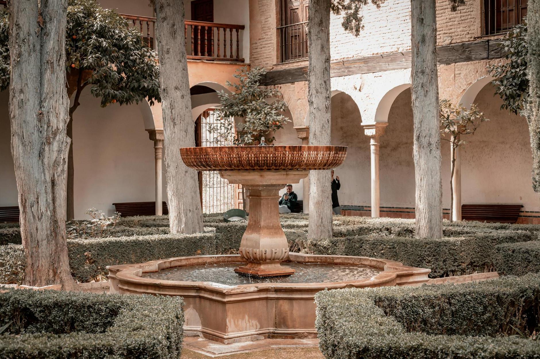 Fountain in the Graden of Alhambra, Granada, Spain