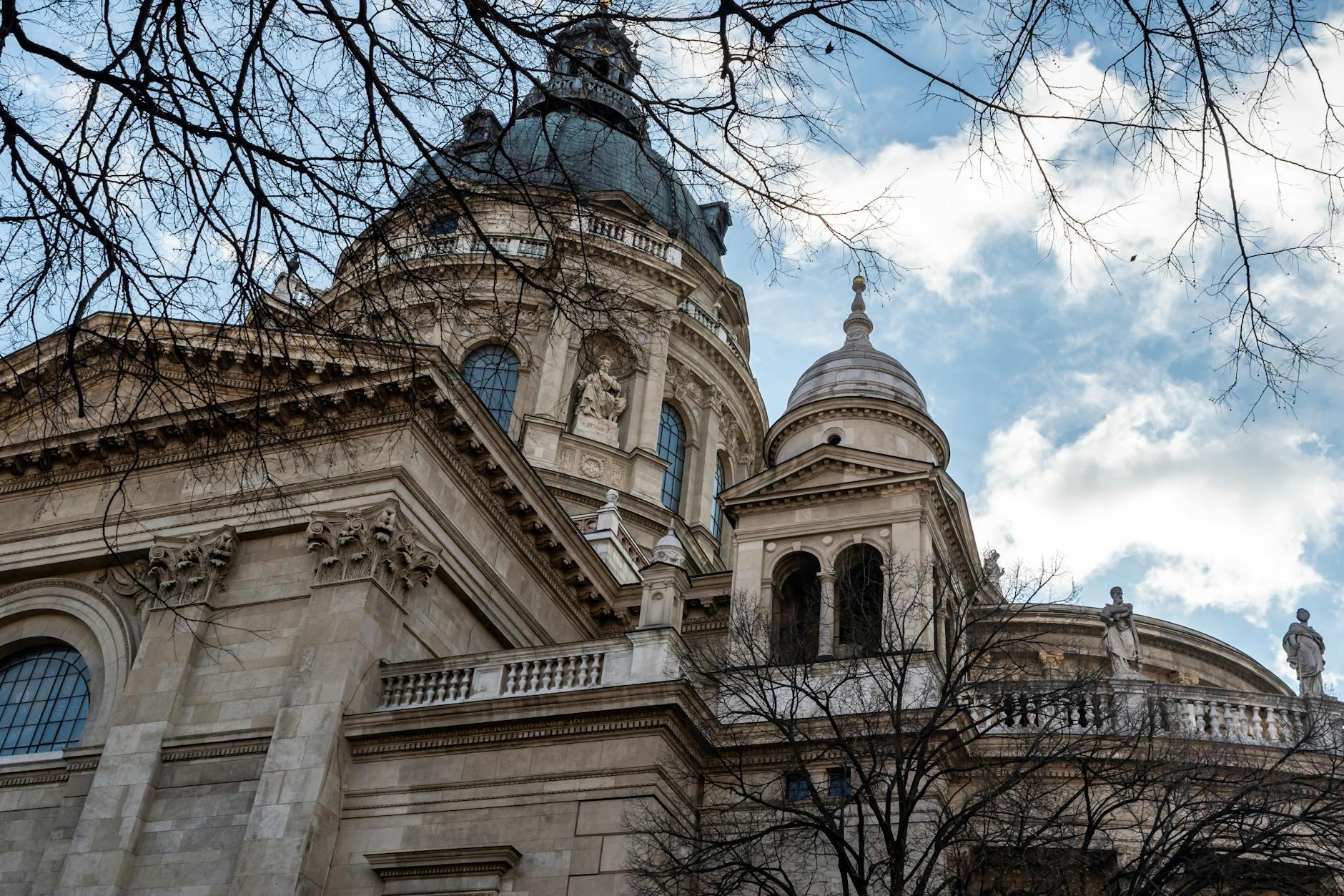 Low Angle Shot of St Stephen's Basilica  in  Hungary.