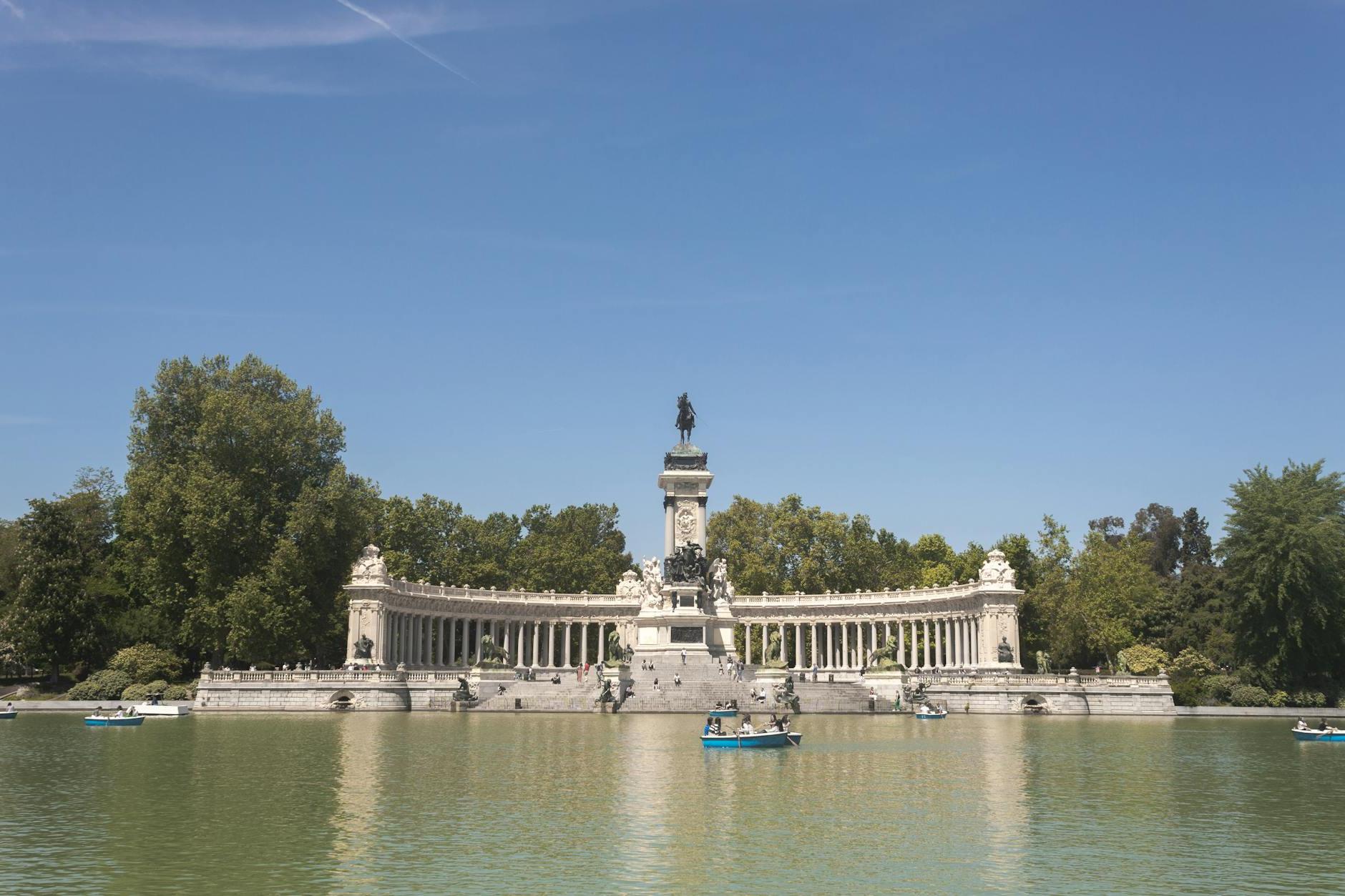 Boating Activity in Buen Retiro Park in Madrid Spain