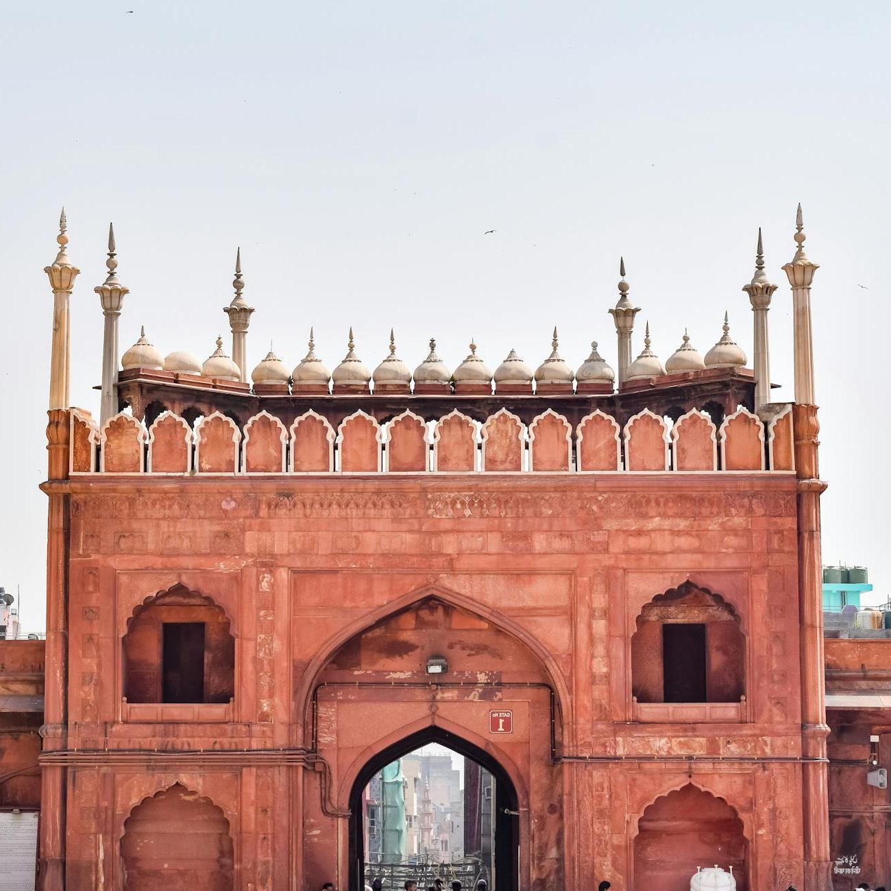 Front Exterior of Jama Mosque in Agra India