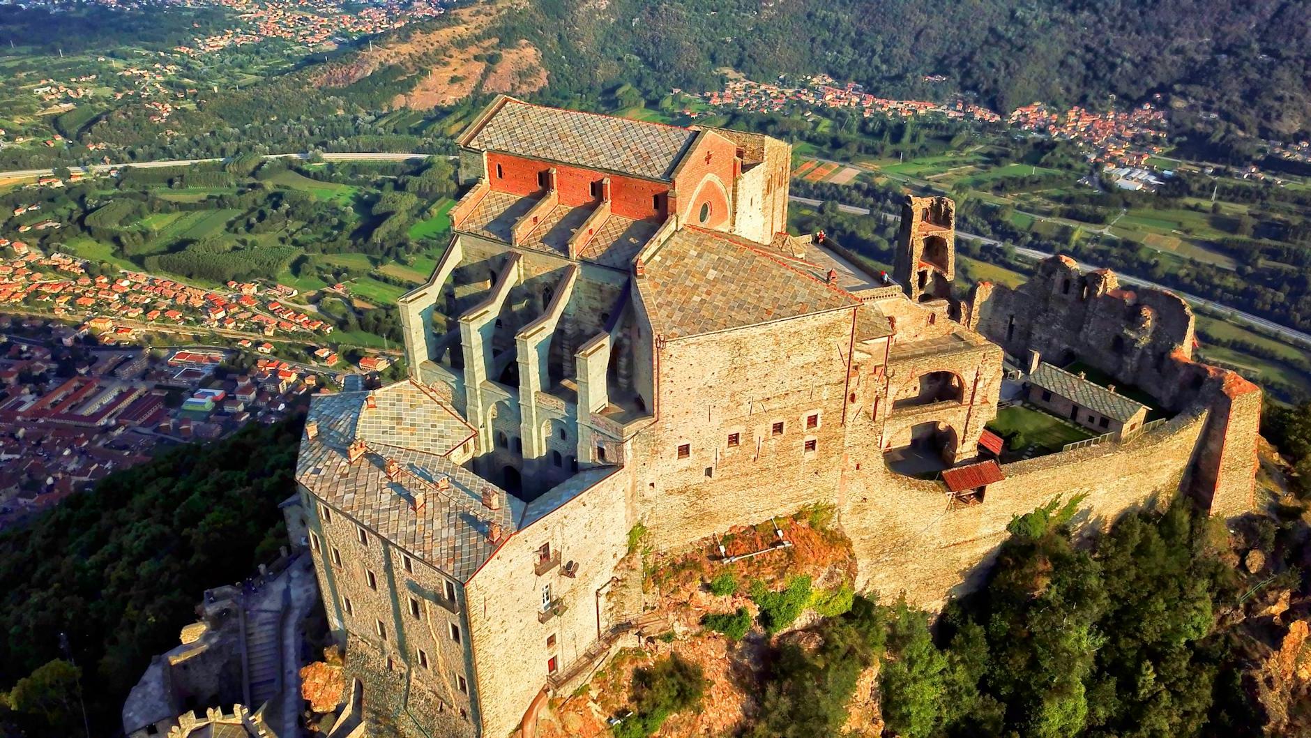 An Aerial Photography of a Concrete Building on the Mountain