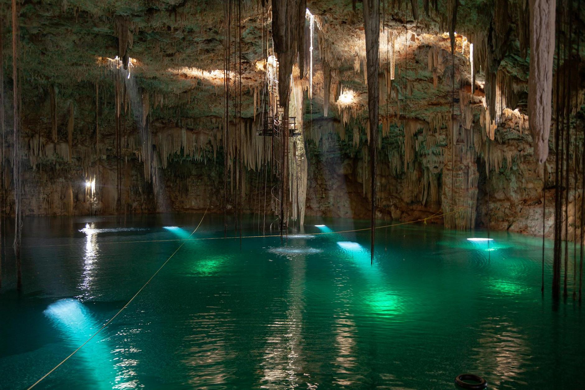 Inside of a Cenote in Mexico 