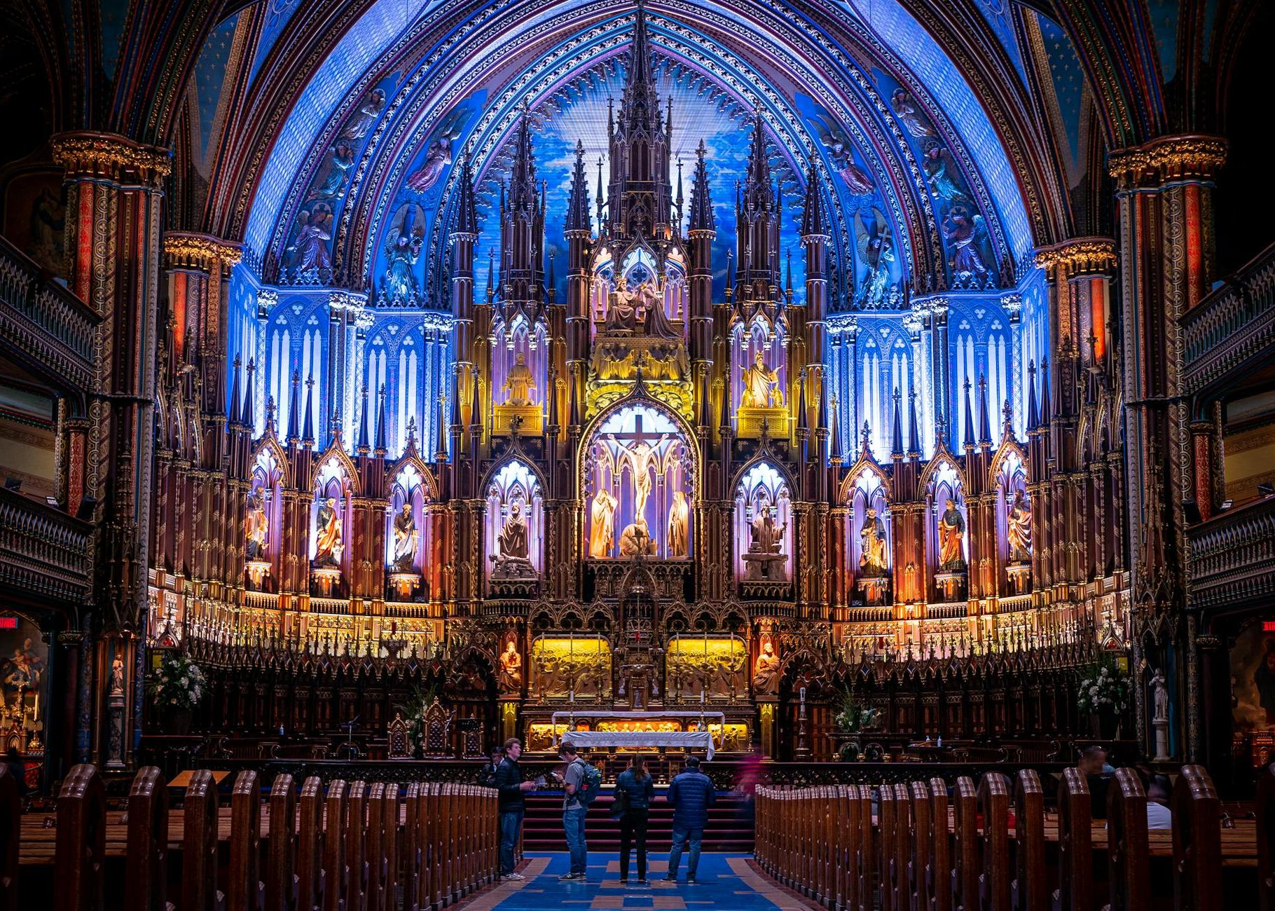 Interior of the Notre-Dame Basilica in Montreal, Quebec, Canada