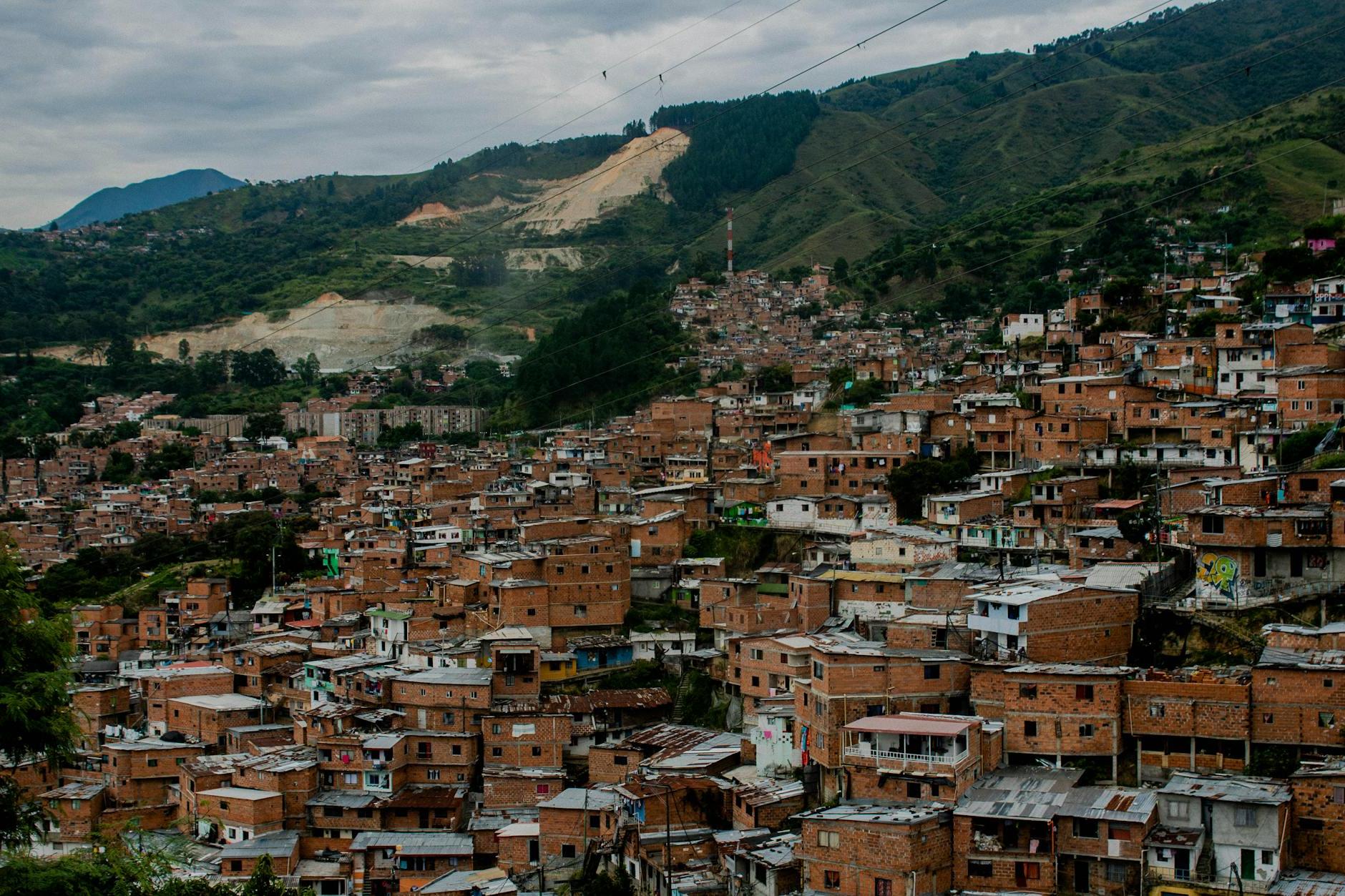 Panoramic View of the District Comuna 13 in Medellin, Colombia