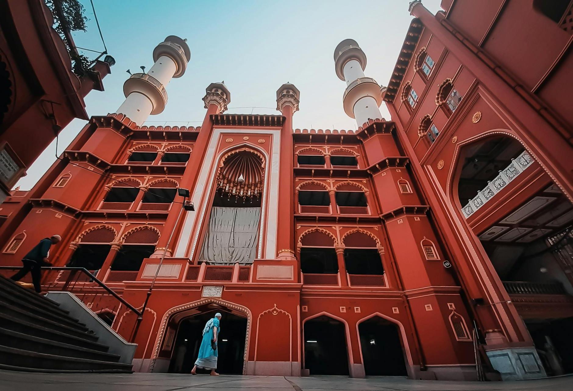 Red Building in Low Angle Shot