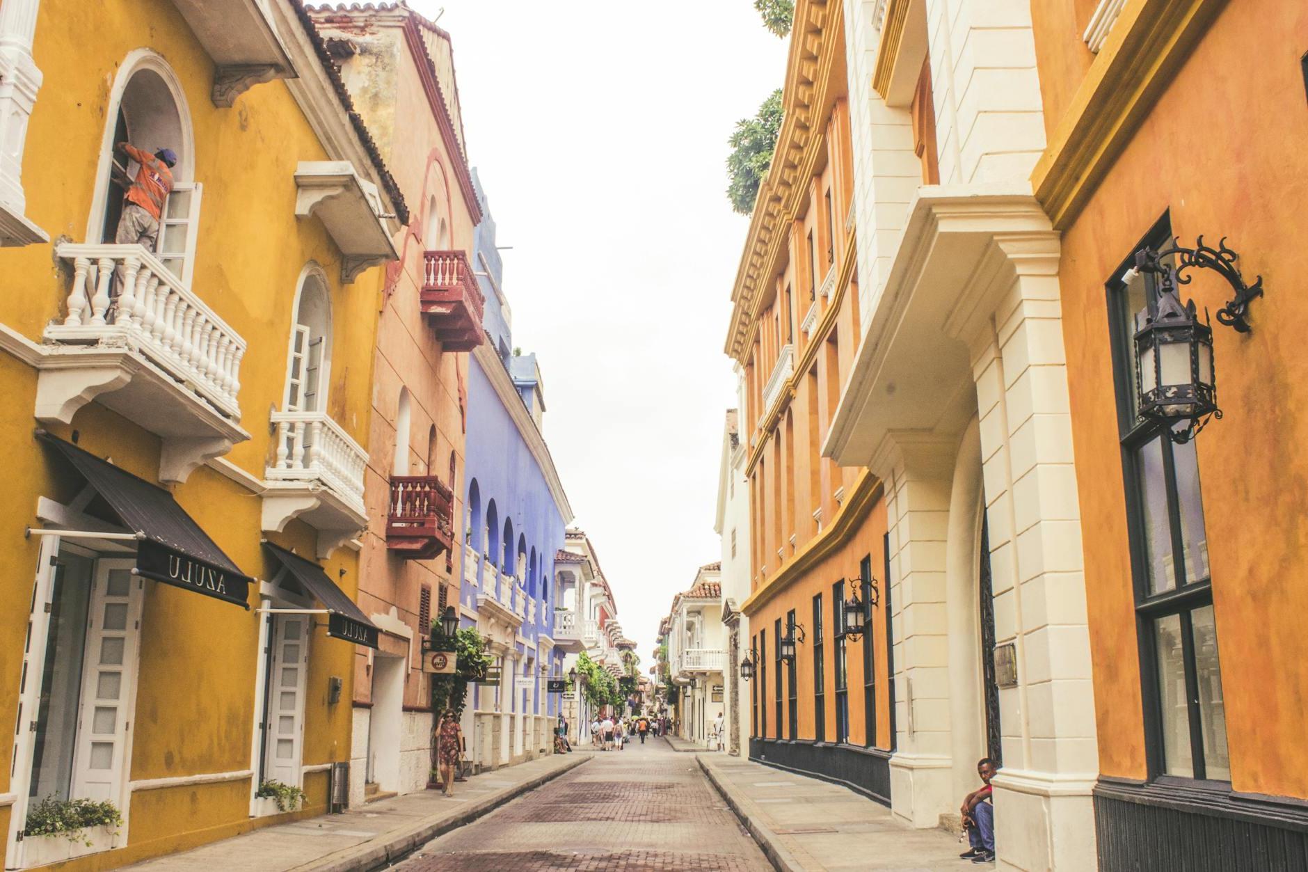 Traditional Houses in the Center of Cartagena, Colombia 
