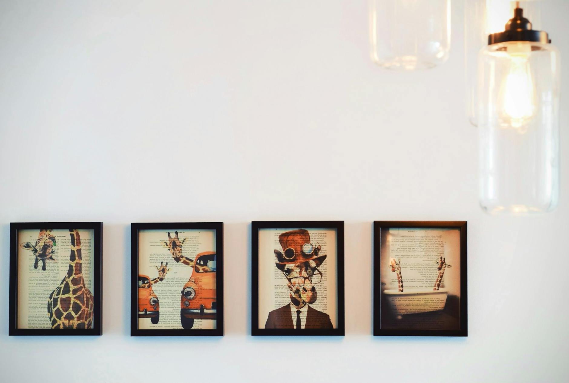 Four Paintings on Wall