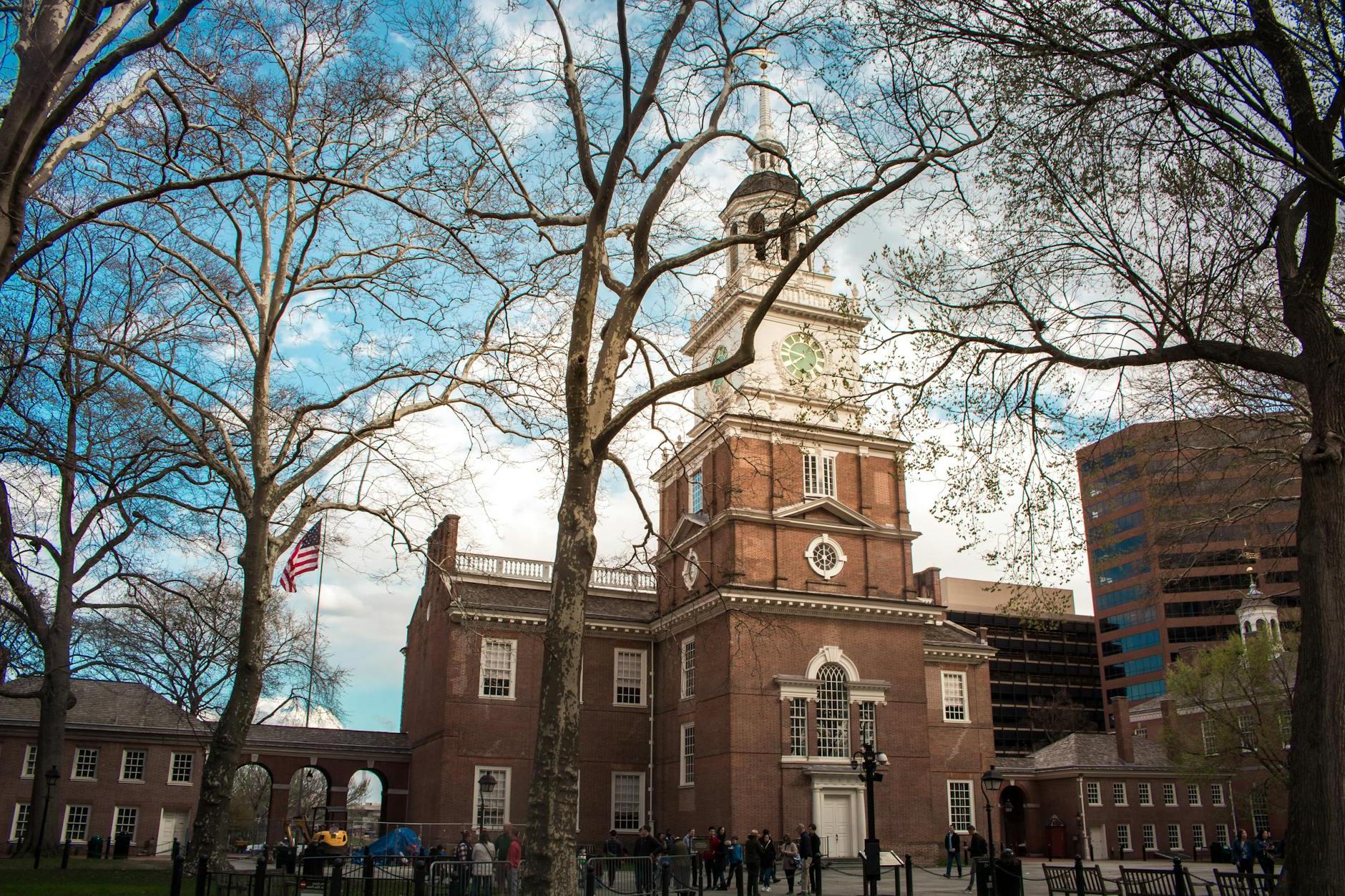 Independence Hall in Philadelphia under Blue Sky