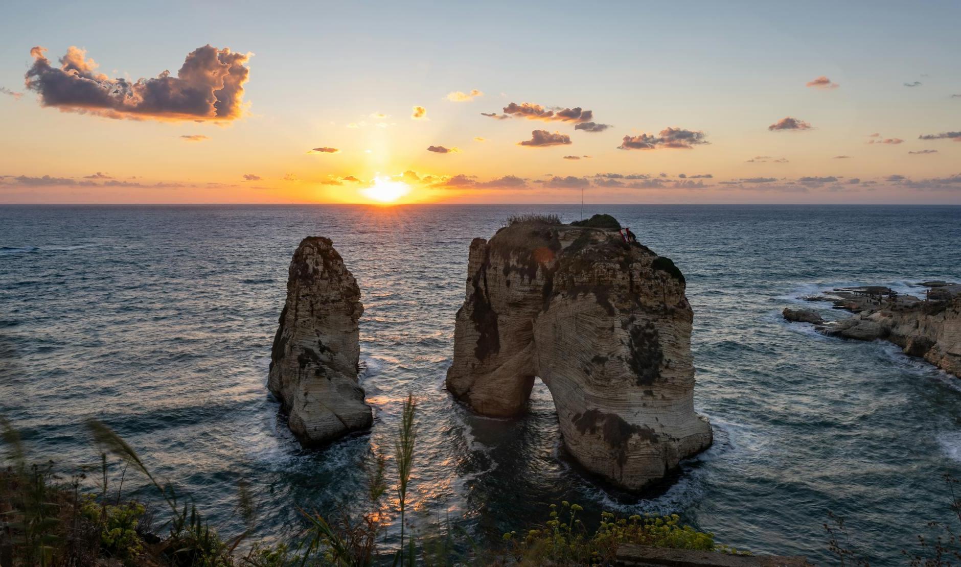 Scenic View of Pigeon Rocks during Golden Hour