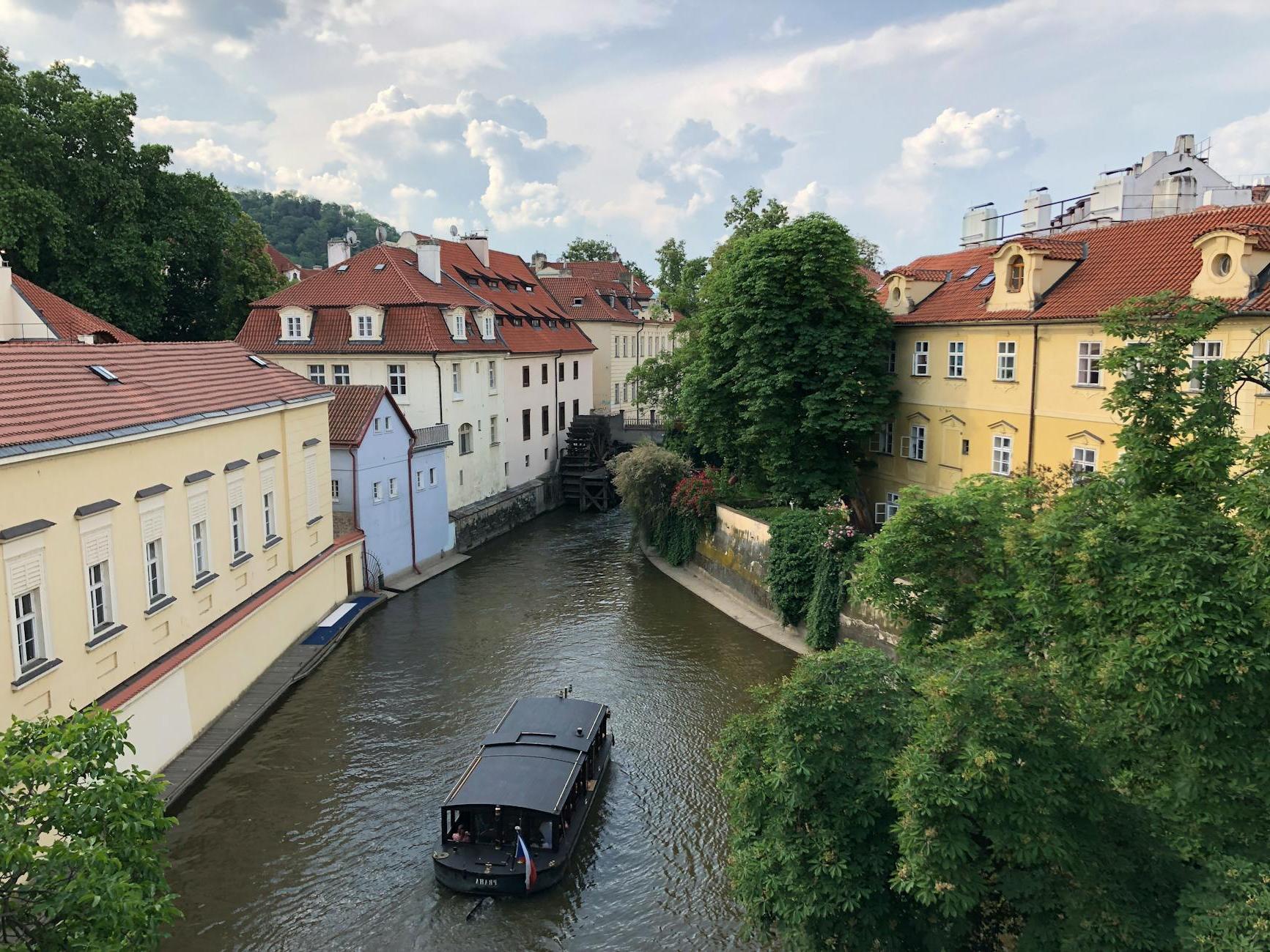 A Boat in Vltava River in Prague