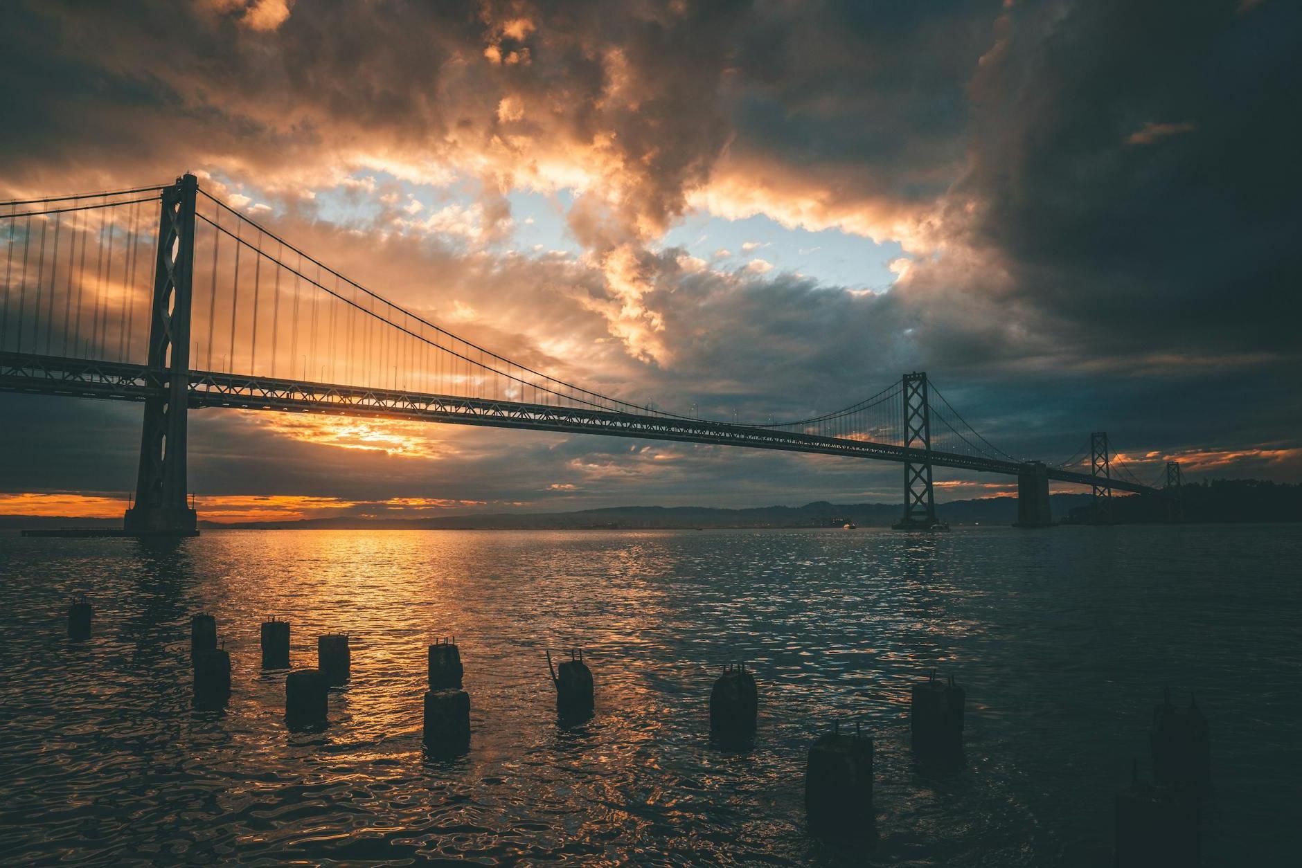 Silhouette of Golden Gate Bridge during Golden Hour