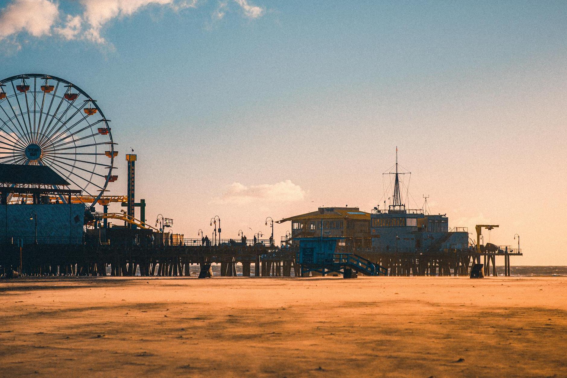 Photo of Santa Monica Pier in Santa Monica, California at Sunset