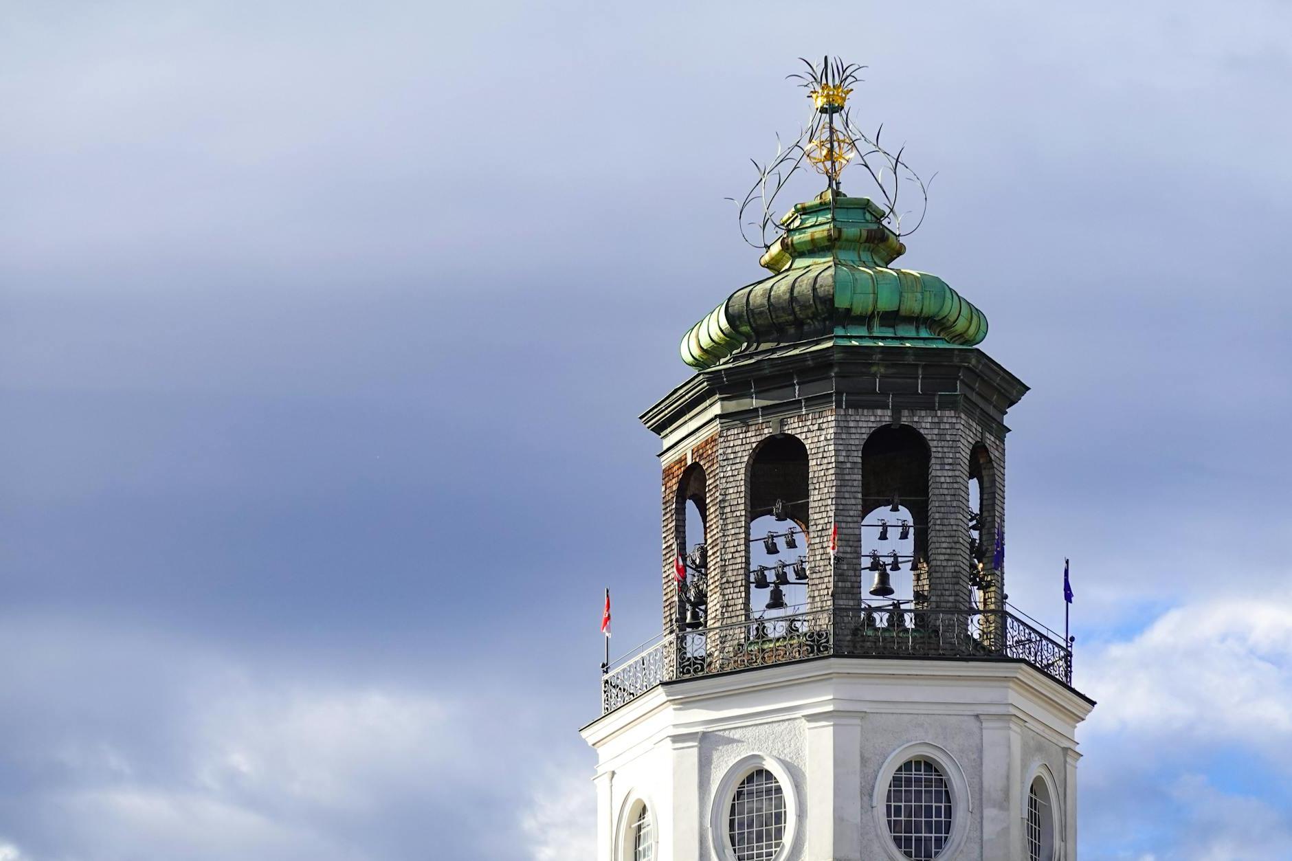 Close-up of the Top of the Salzburg Museum Tower in Austria 