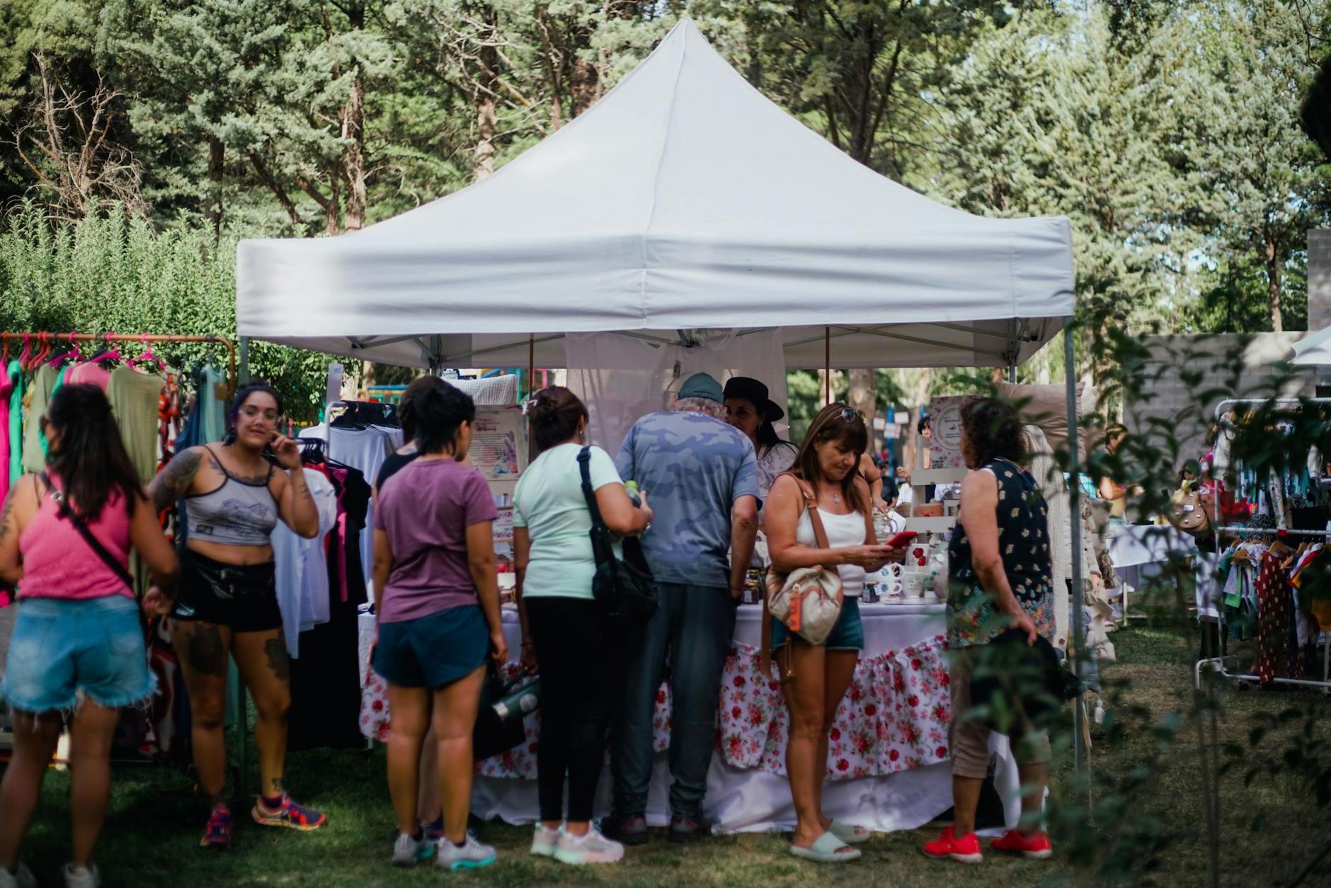 People on Market in Park