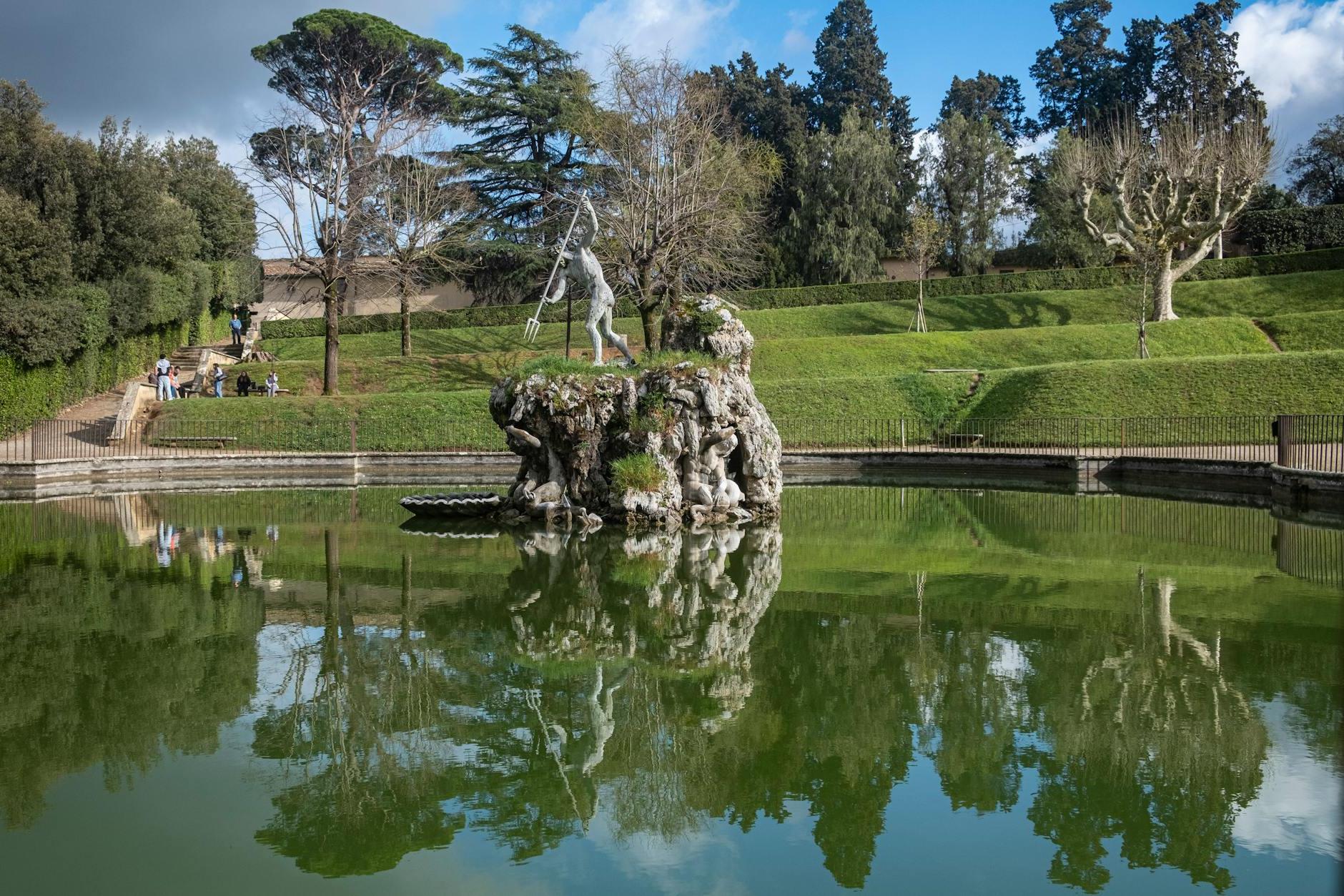 Neptune Fountain in Boboli Gardens in Florence, Italy