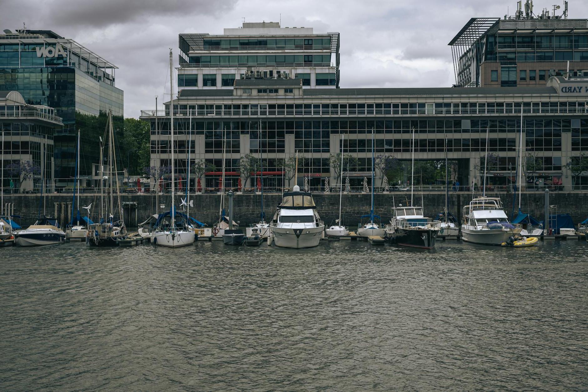 Boats Moored at Porto Madero in Buenos Aires, Argentina 