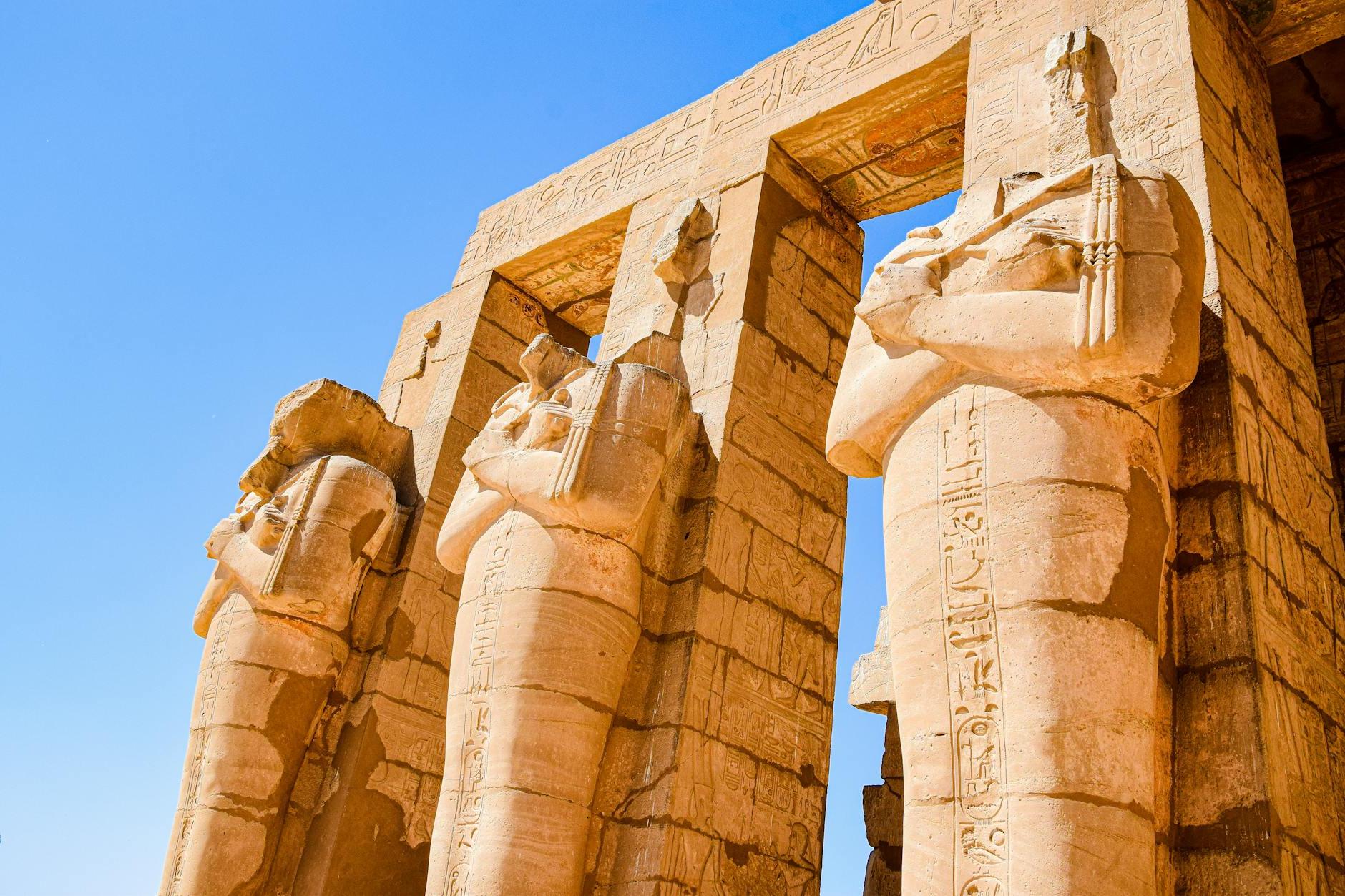 Statues Outside the Ramesseum in the Theban Necropolis