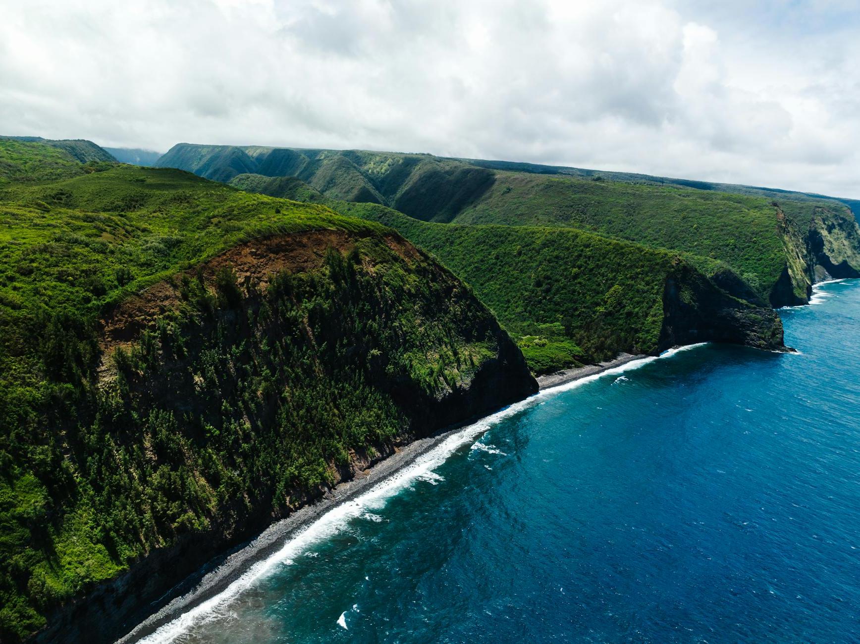 Aerial View of Cliffs at the Hamakua Coast, Big Island, Hawaii