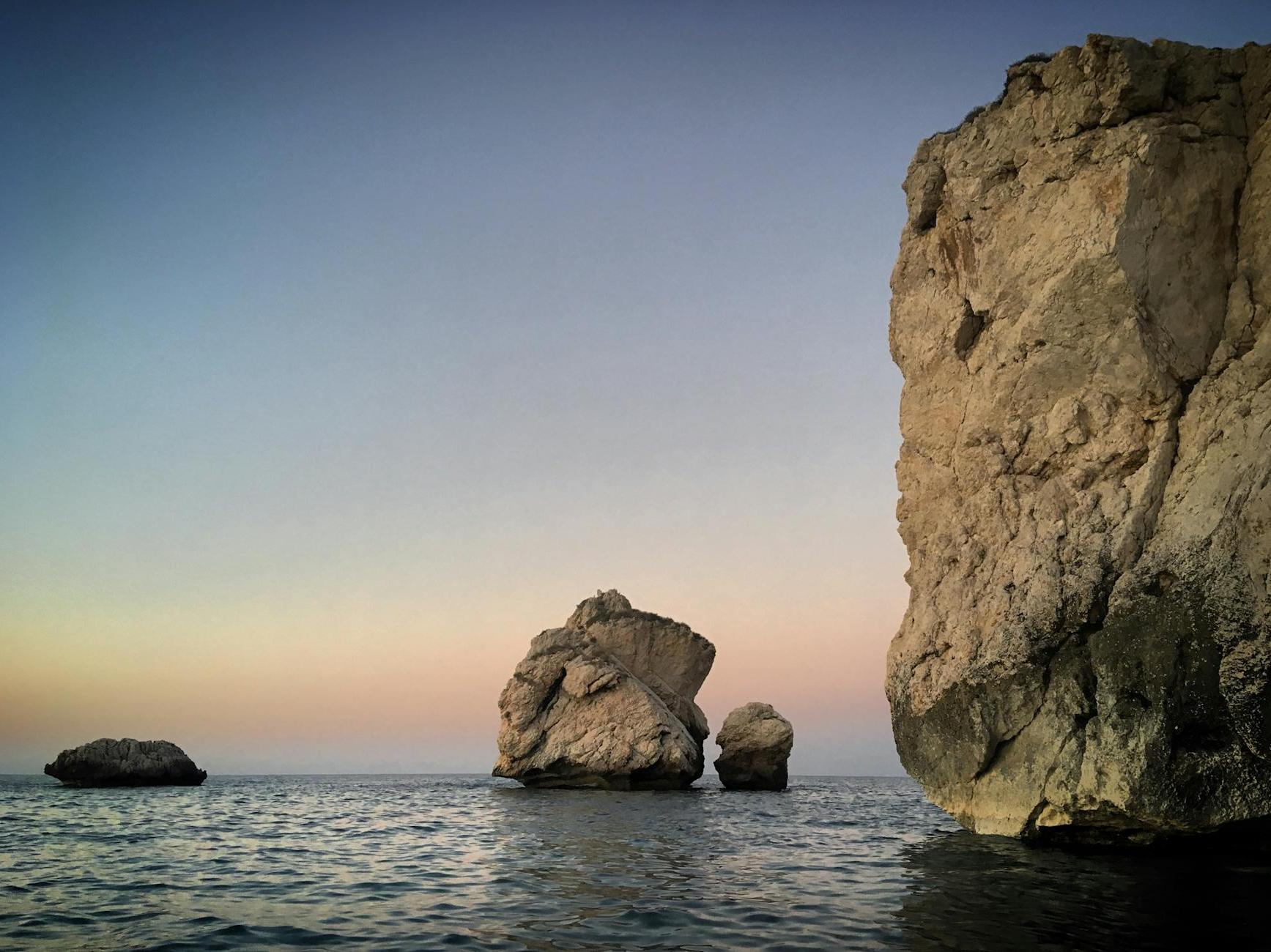 View of the Petra tou Romiou - Sea Stack in Paphos, Cyprus