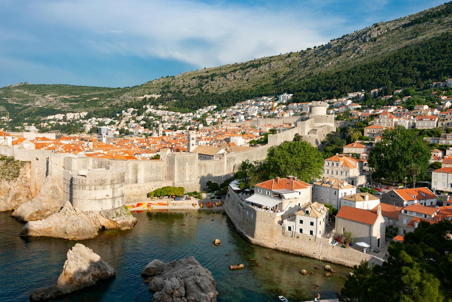 View of Dubrovnik City Walls and the Sea Coastline 