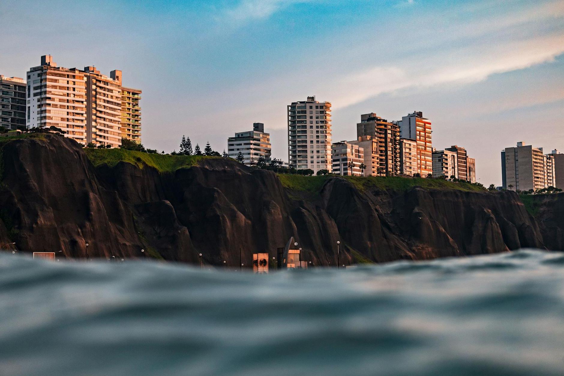 Blocks of Flats on the Cliff in Lima, Peru
