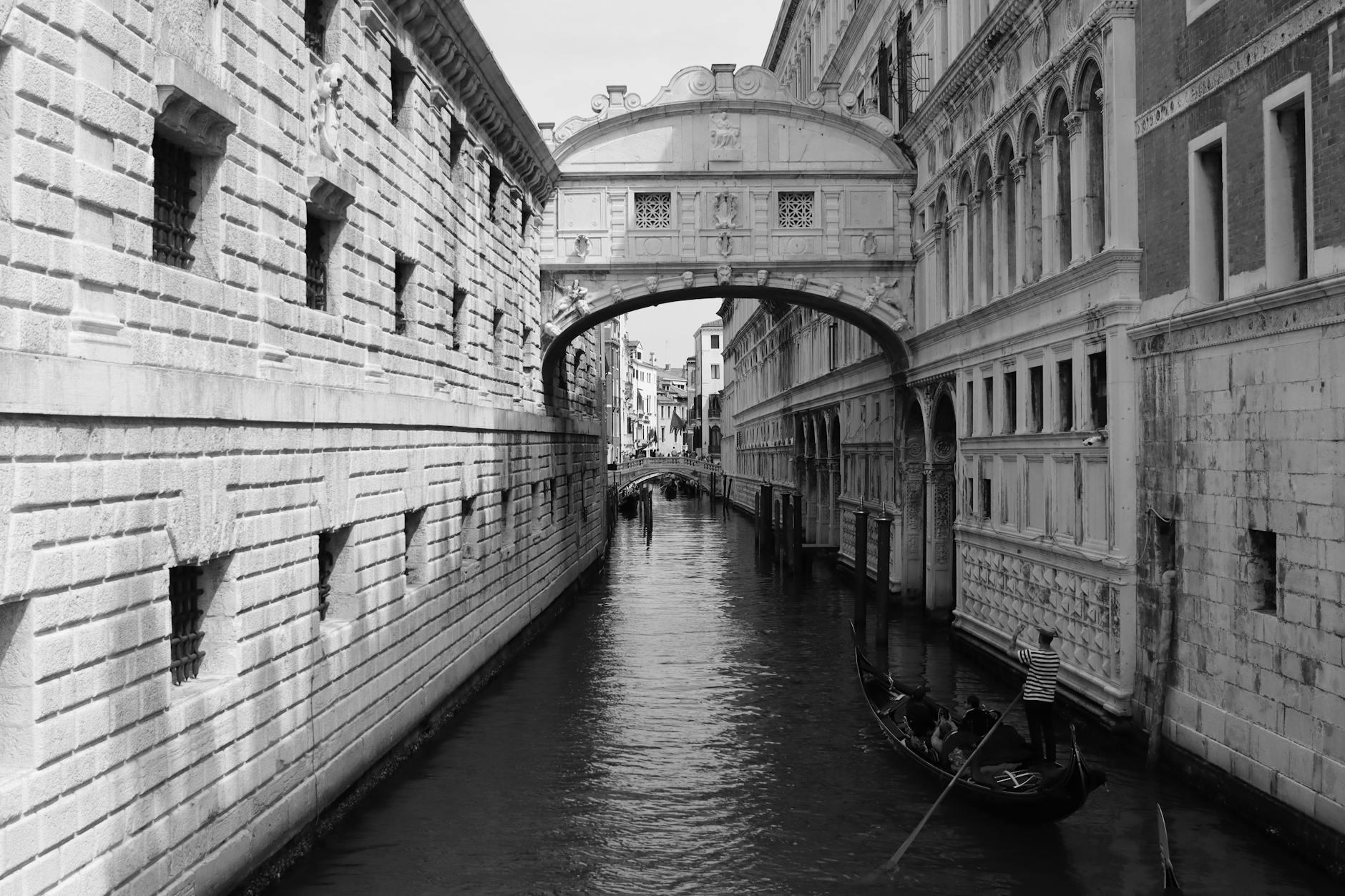 A Gondola Approaching Ponte dei Sospiri, Venice, Italy