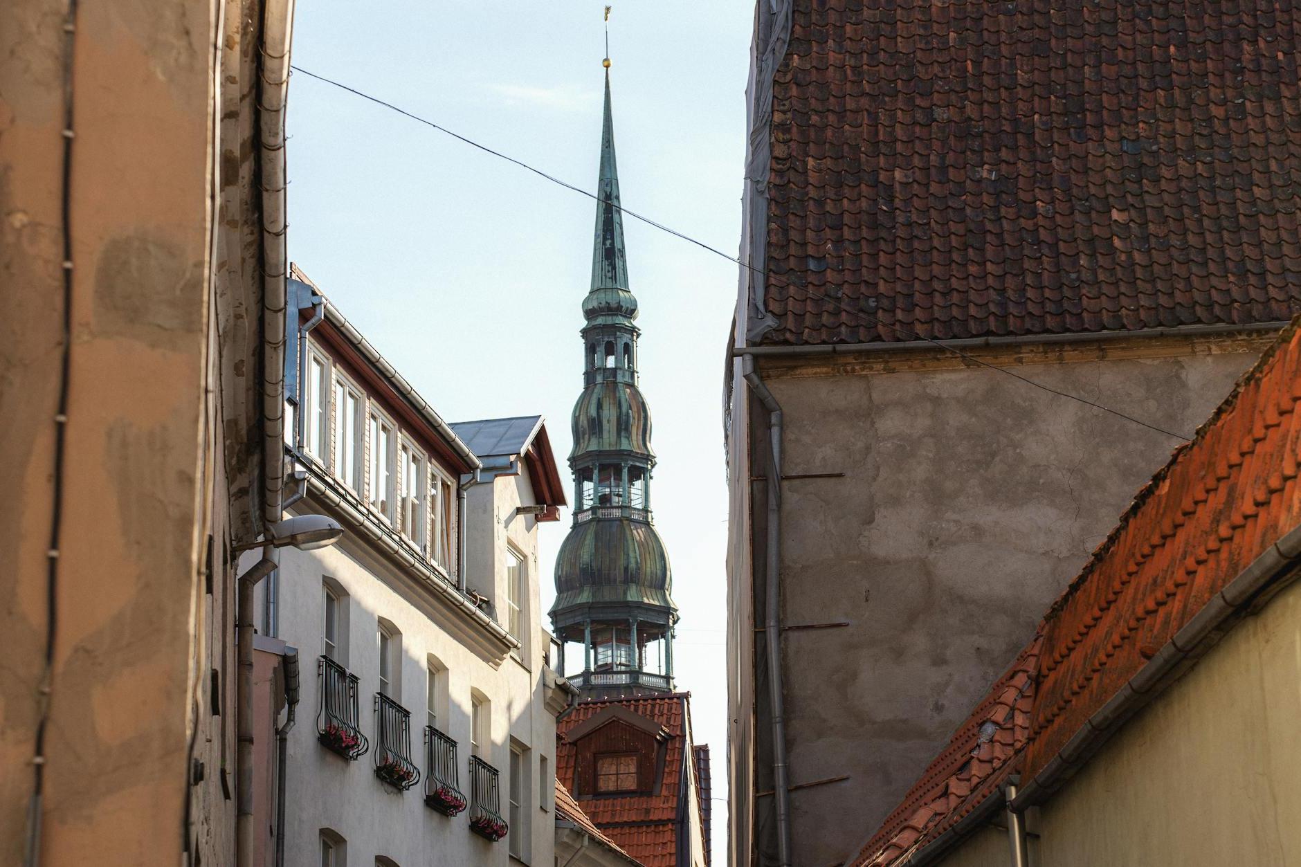 Tower of St Peters Church in Riga