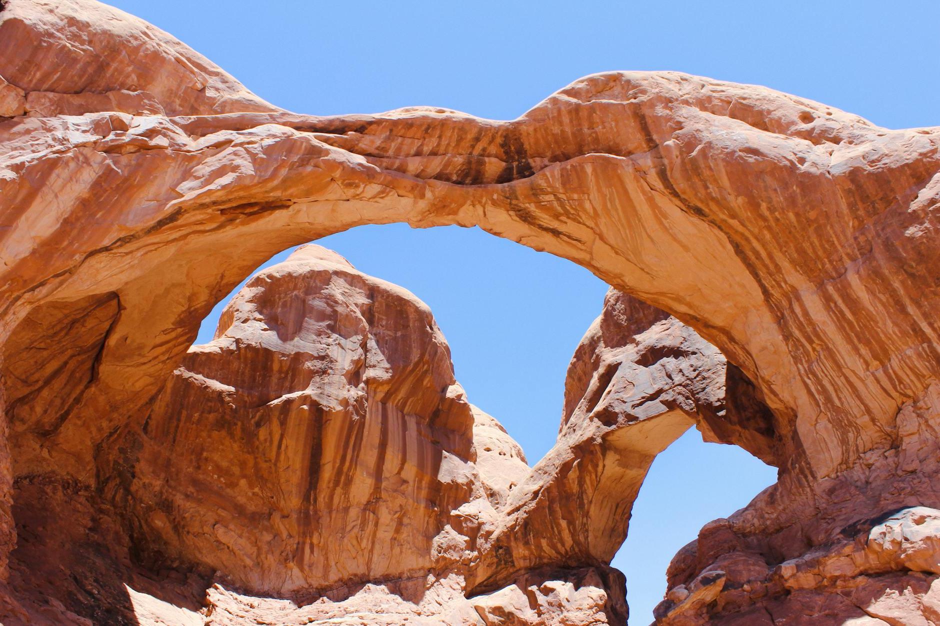 View of the Double Arch in Arches National Park, Utah, USA