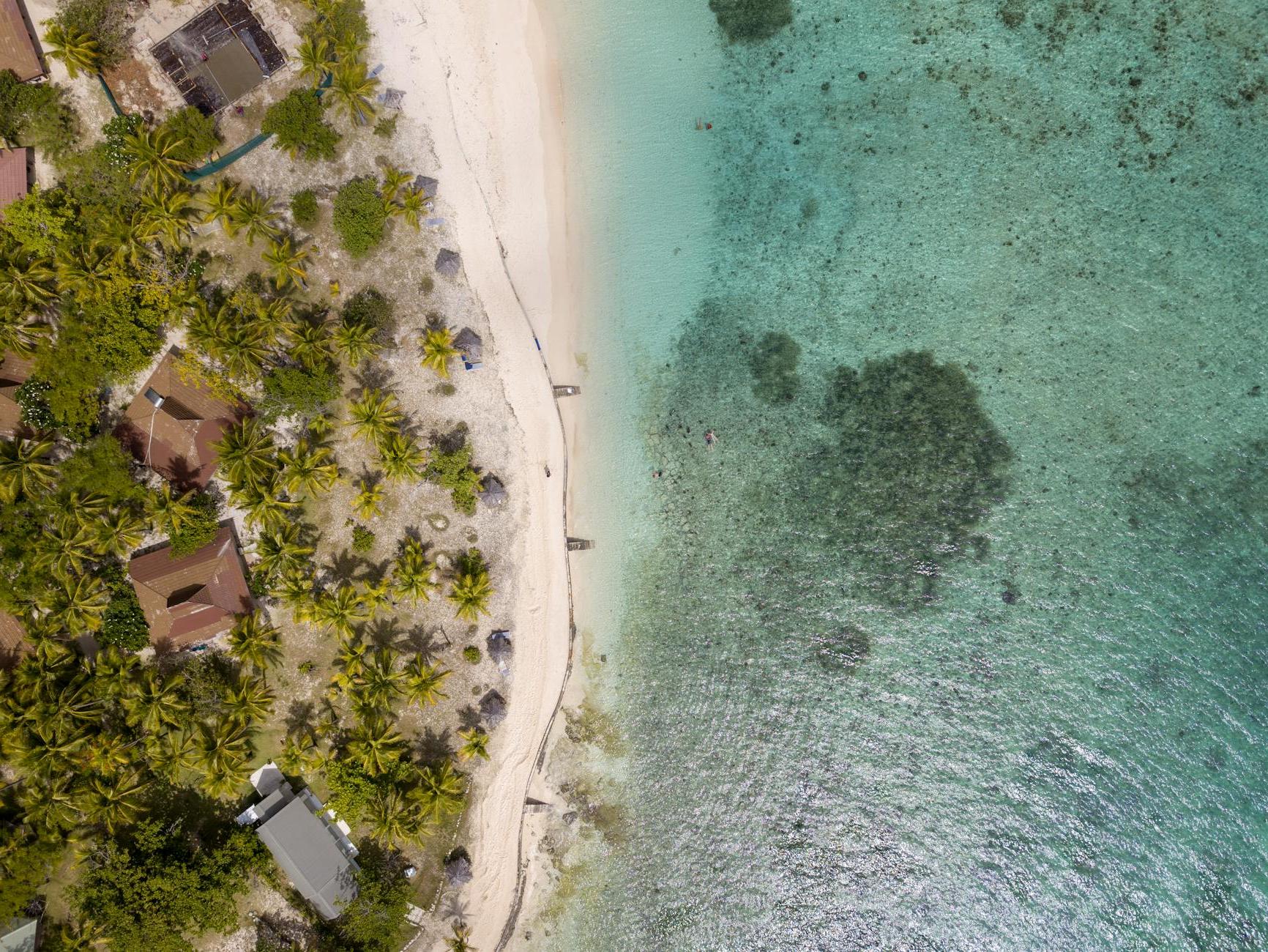 Aerial View Of Beach And Huts