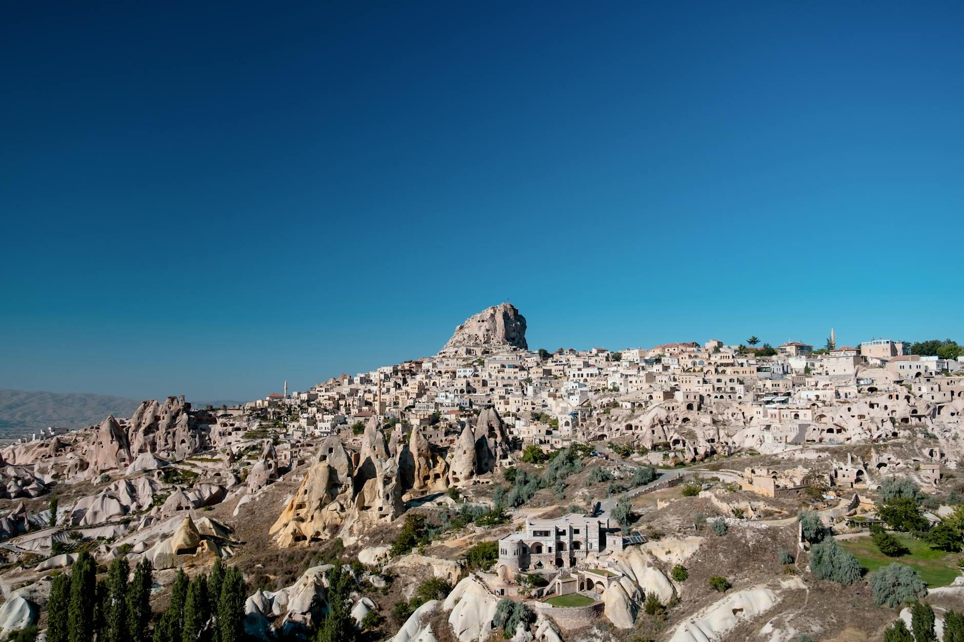 Panoramic View of Uchisar with the Uchisar Castle in the Center