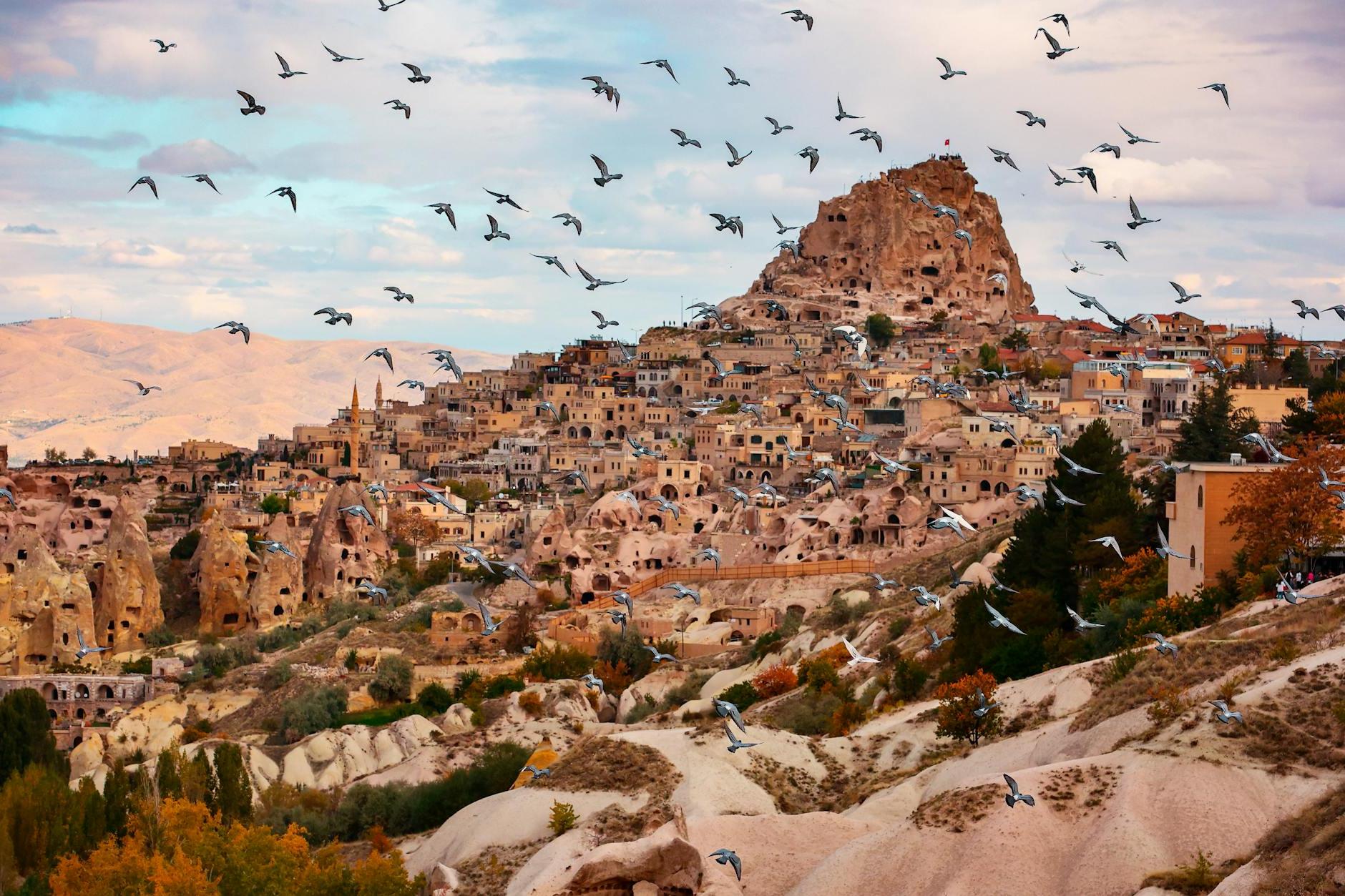 Landscape of the Pigeon Valley in Goreme, Cappadocia, Turkey 