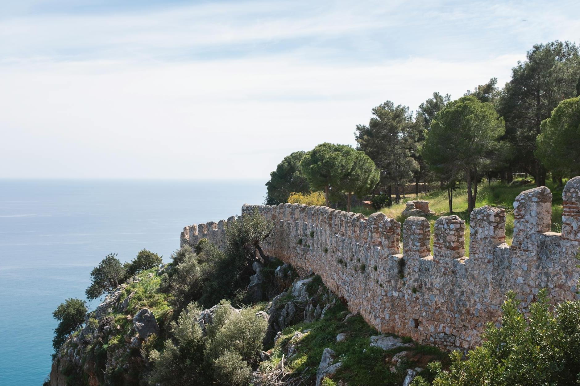 Alanya Castle Battlement overlooking Sea