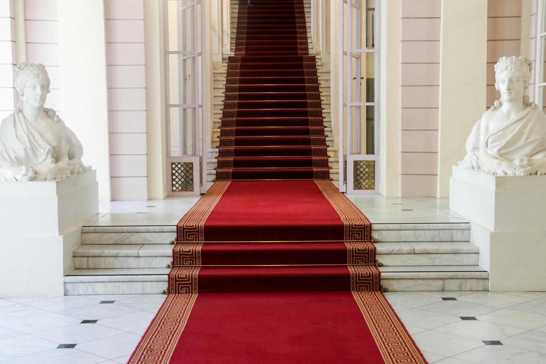 Red Carpet at the Entrance to the Albertina Museum in Vienna, Austria 