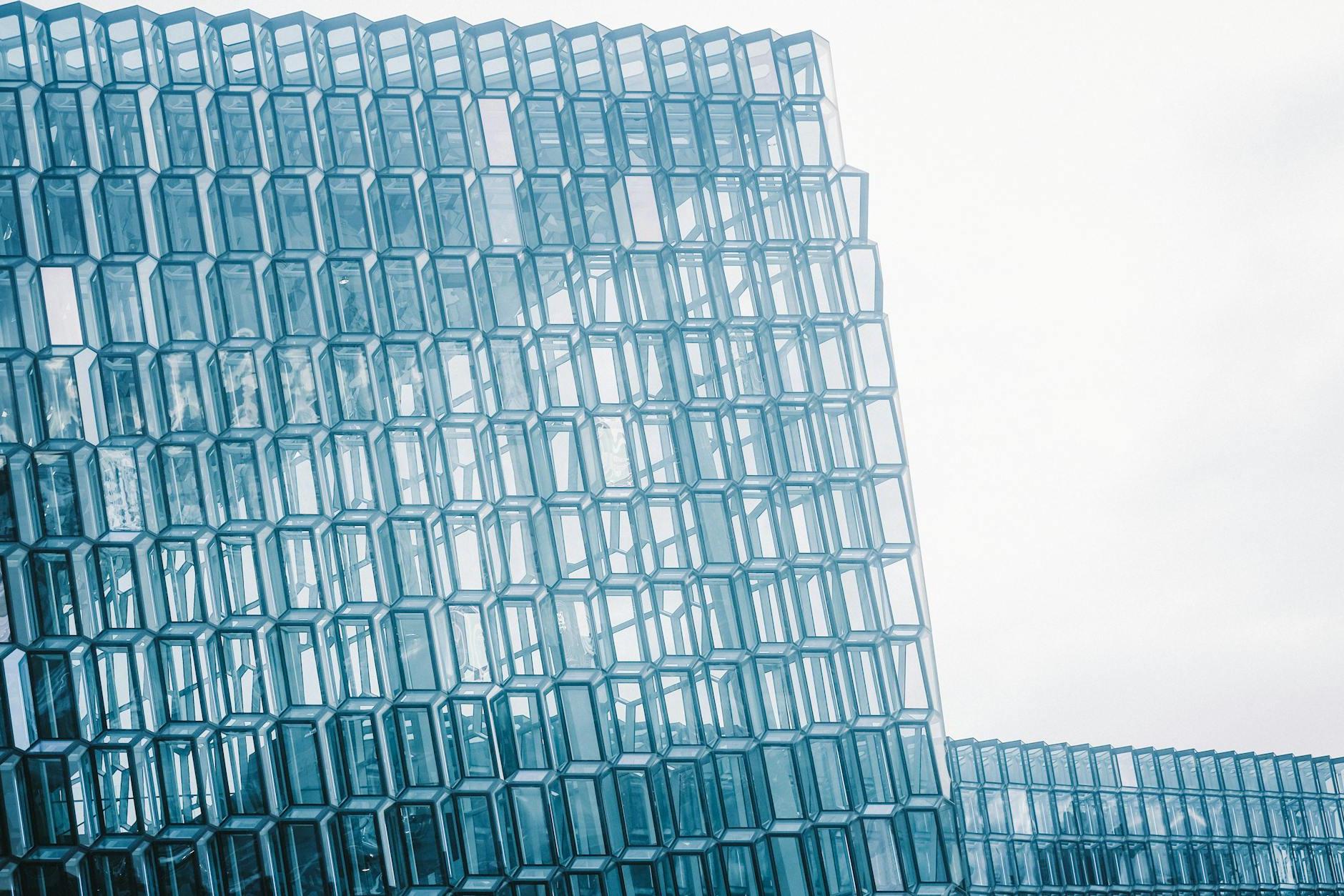 Detail of the Harpa Facade in Reykjavik, Iceland