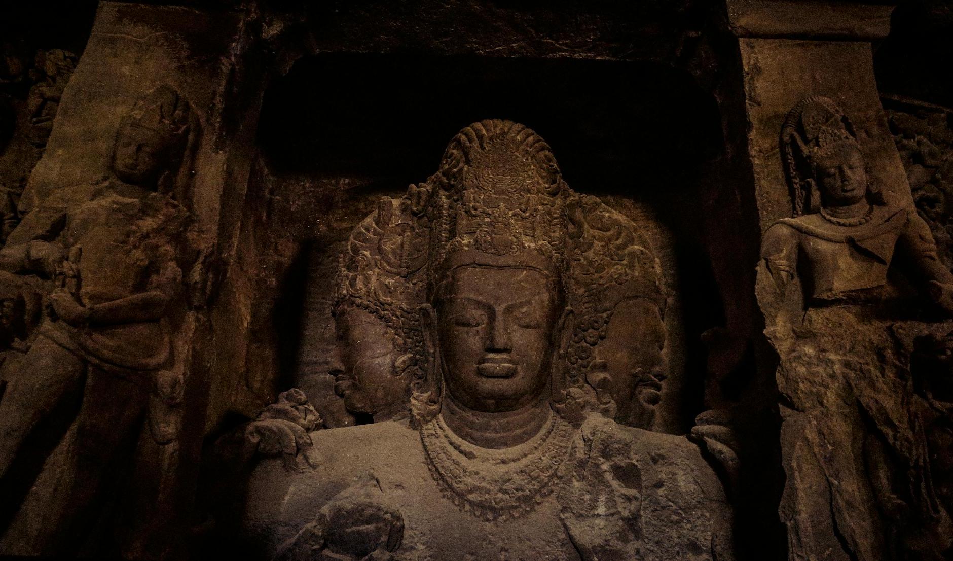 Sculptures of Elephanta Caves in Mumbai