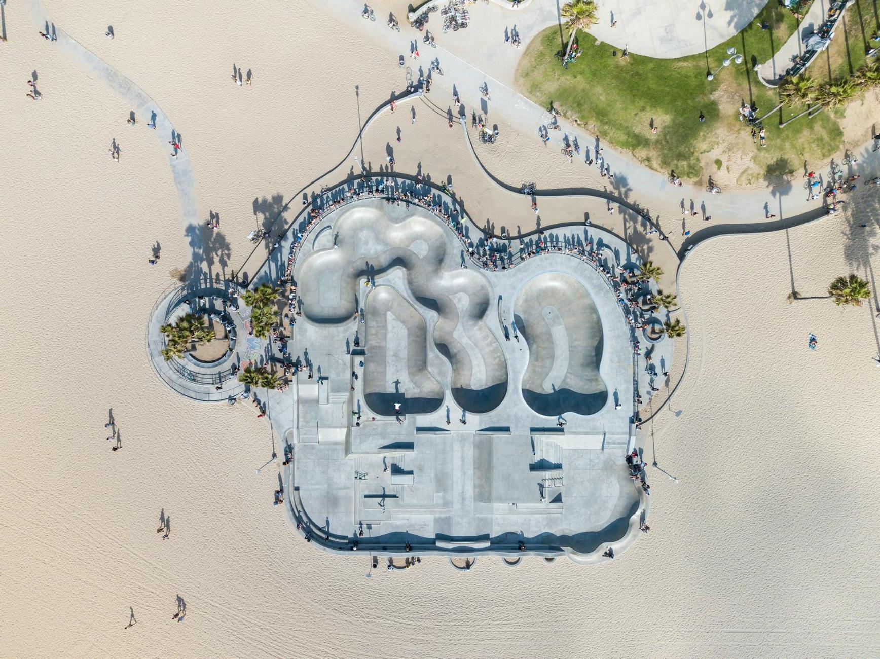 Top View of the Venice Beach Skatepark, Los Angeles, USA