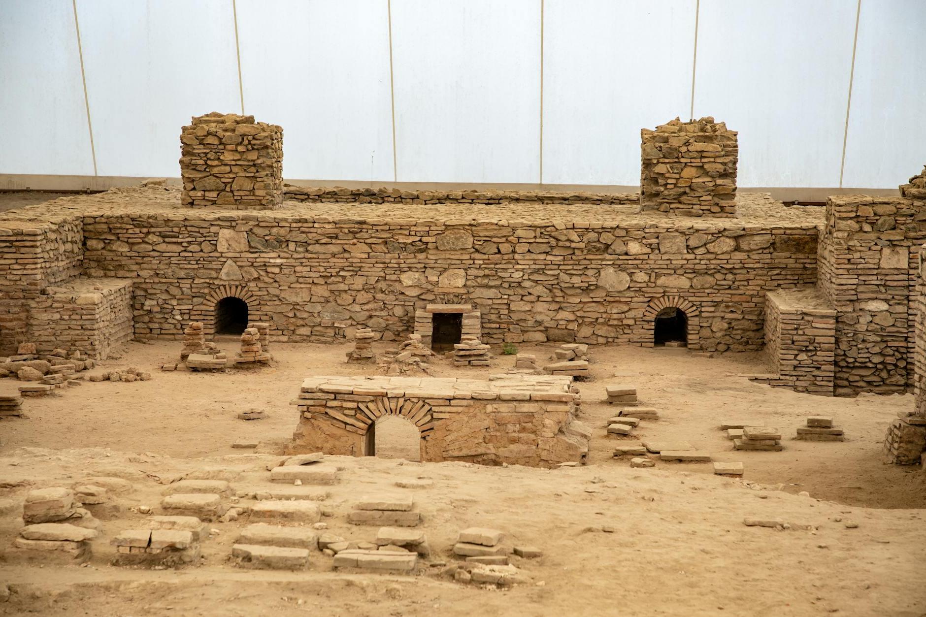 Remains of a Hypocaustof Central Heating in Ruins of Roman Thermae Baths