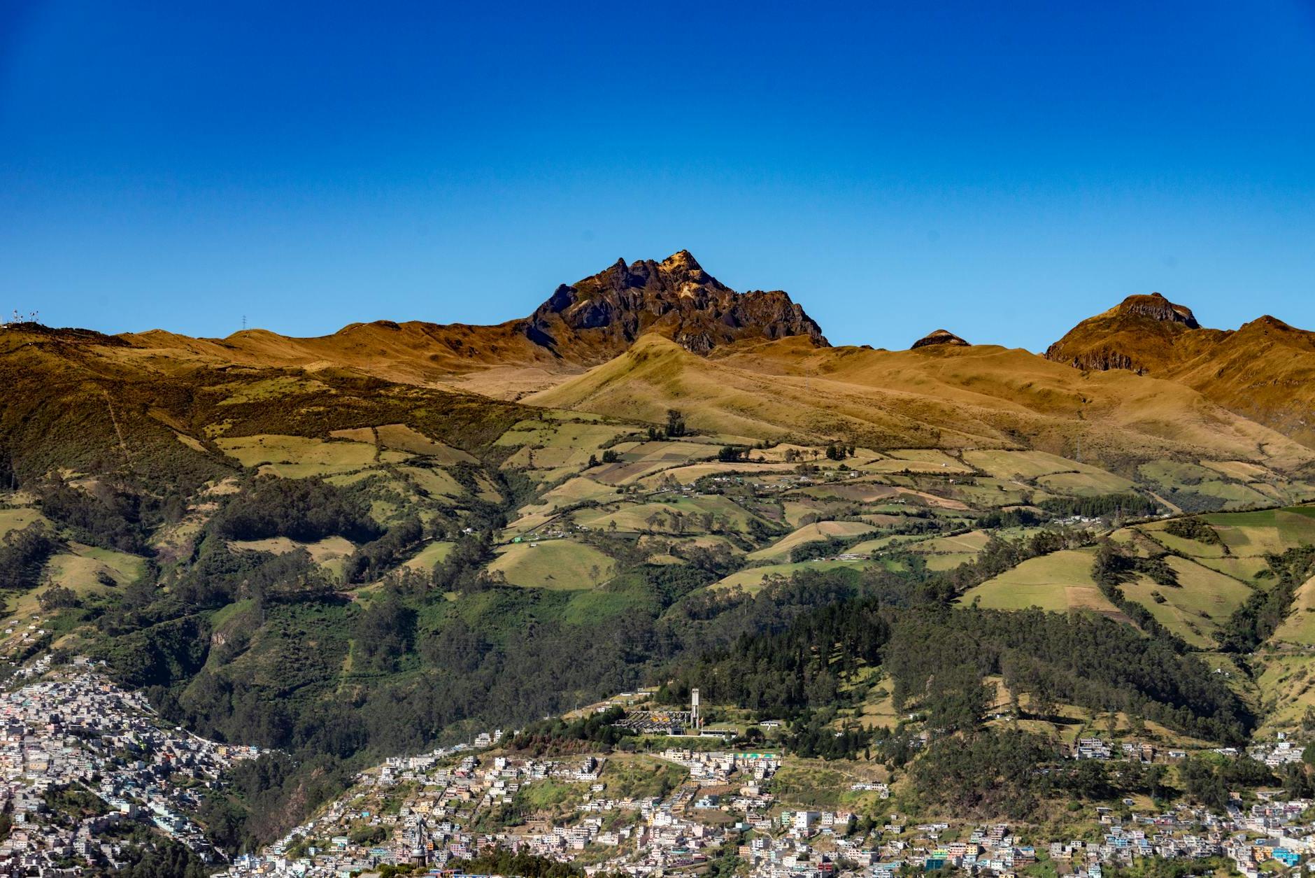 Scenic Mountain Landscape with Quito Outskirts and Pichincha Volcano