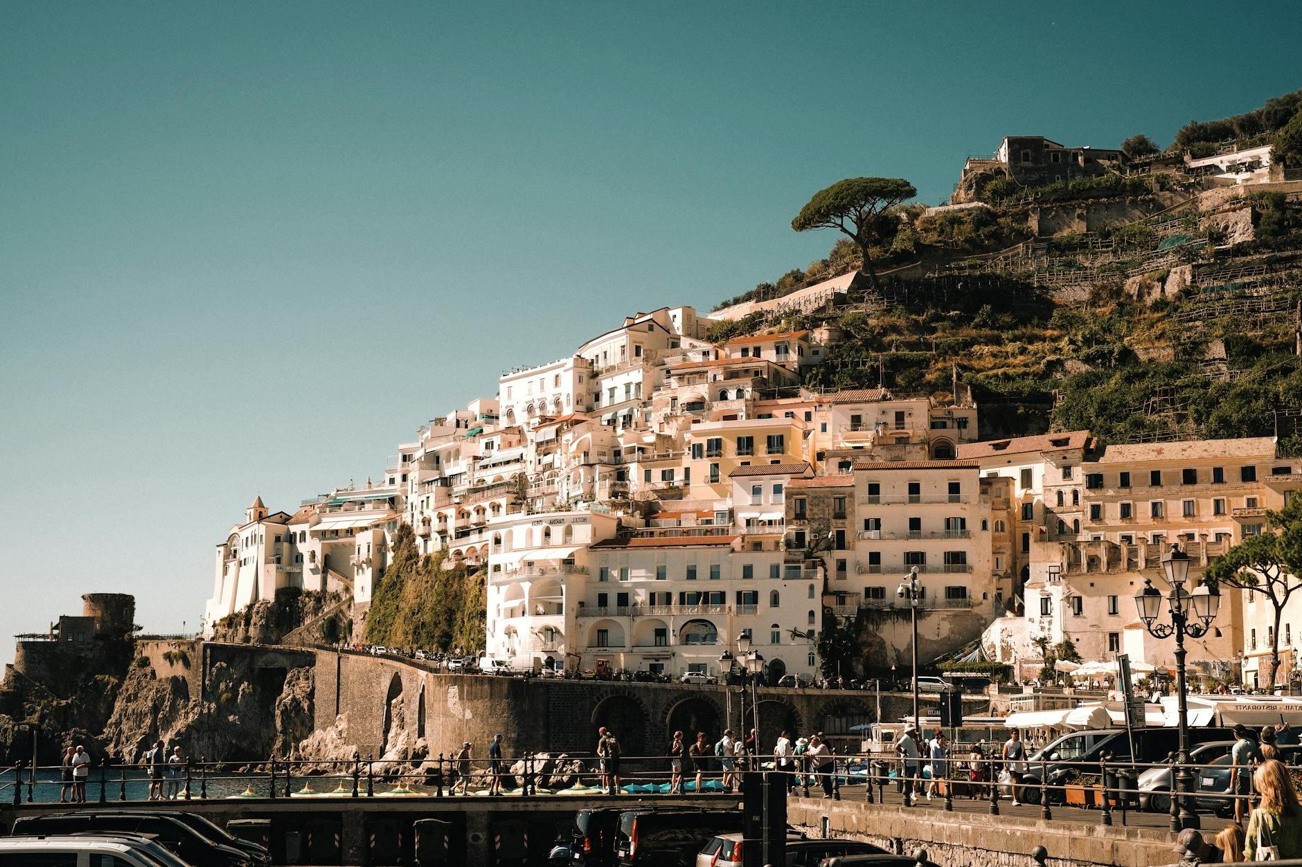 Town on Hill on Amalfi Coast in Italy