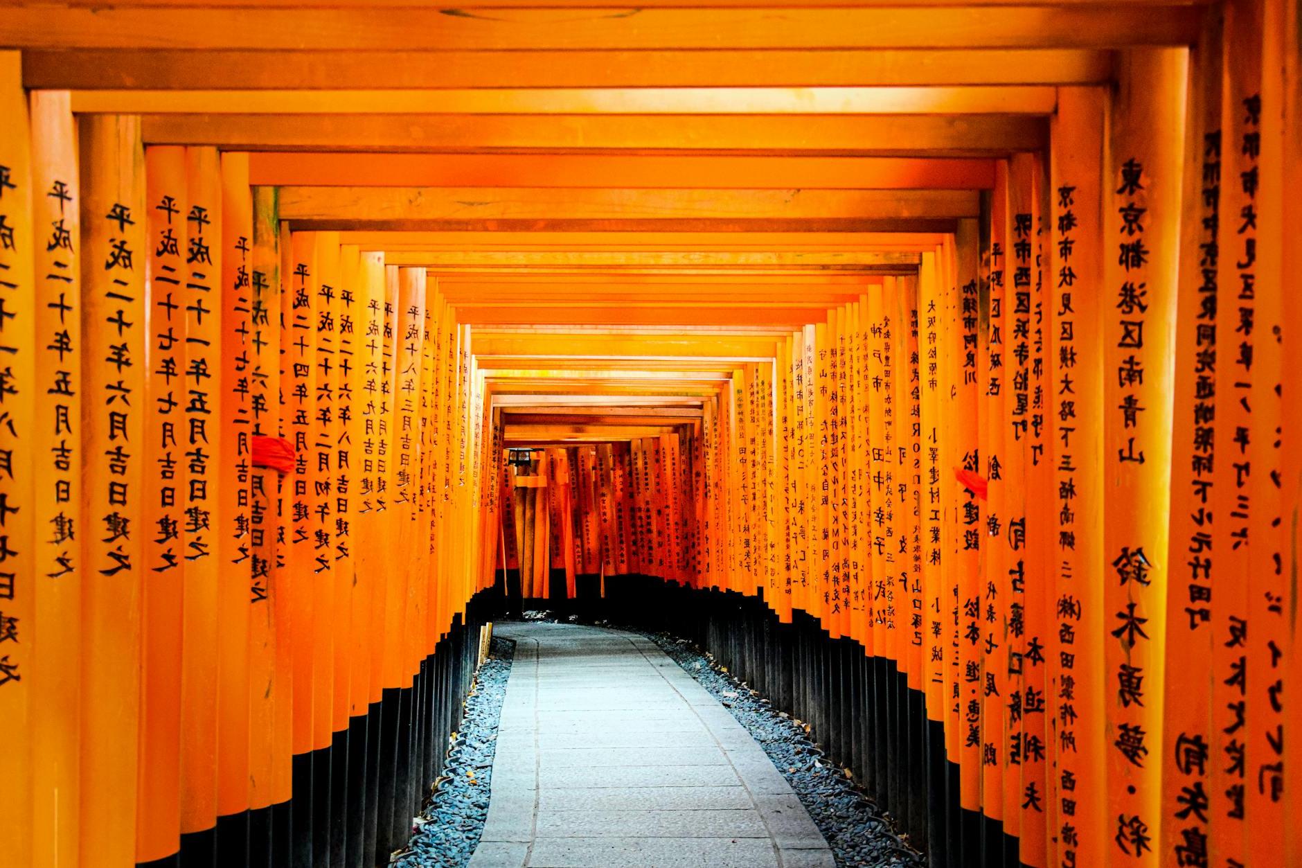 Torii Path at Fushimi Inari-Taisha Shrine in Kyoto, Japan