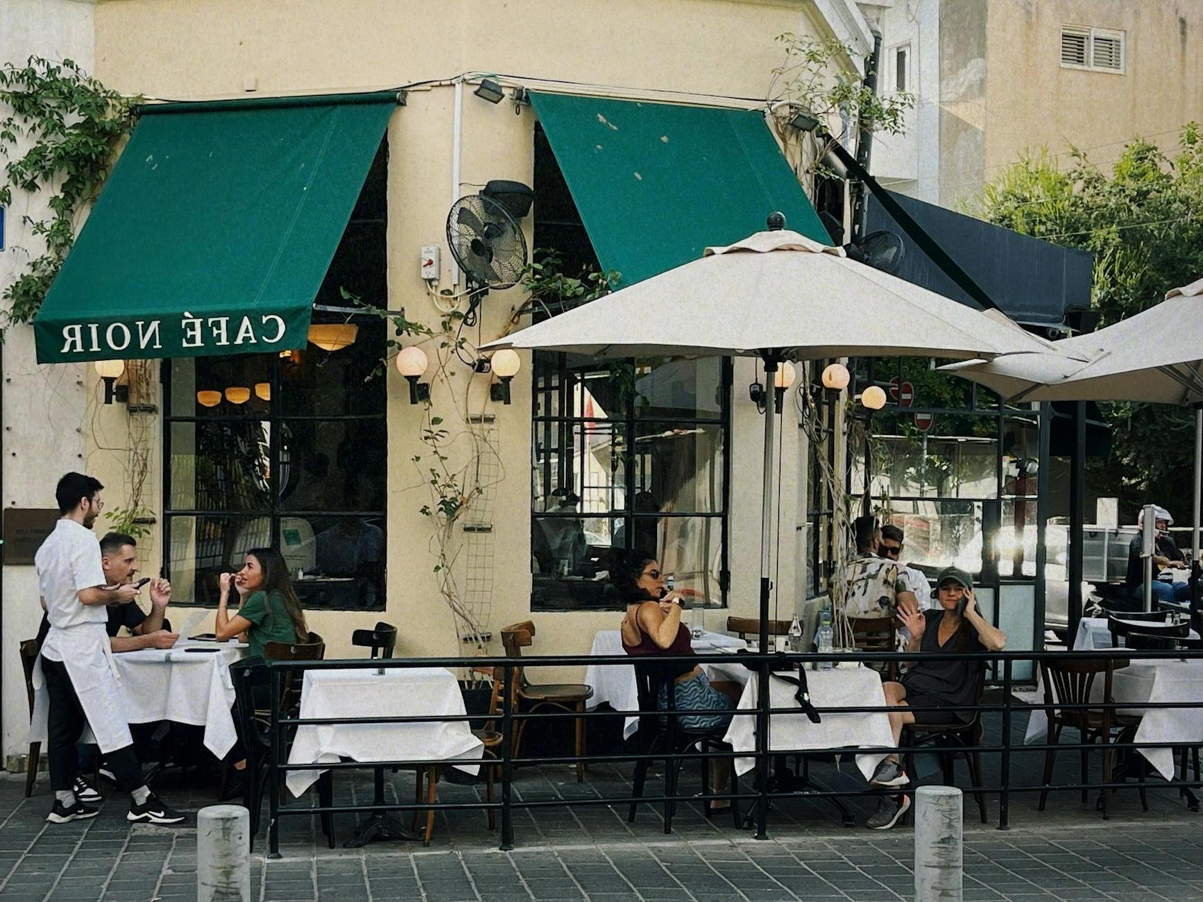 People in Outside Cafe in Tel Aviv, Israel