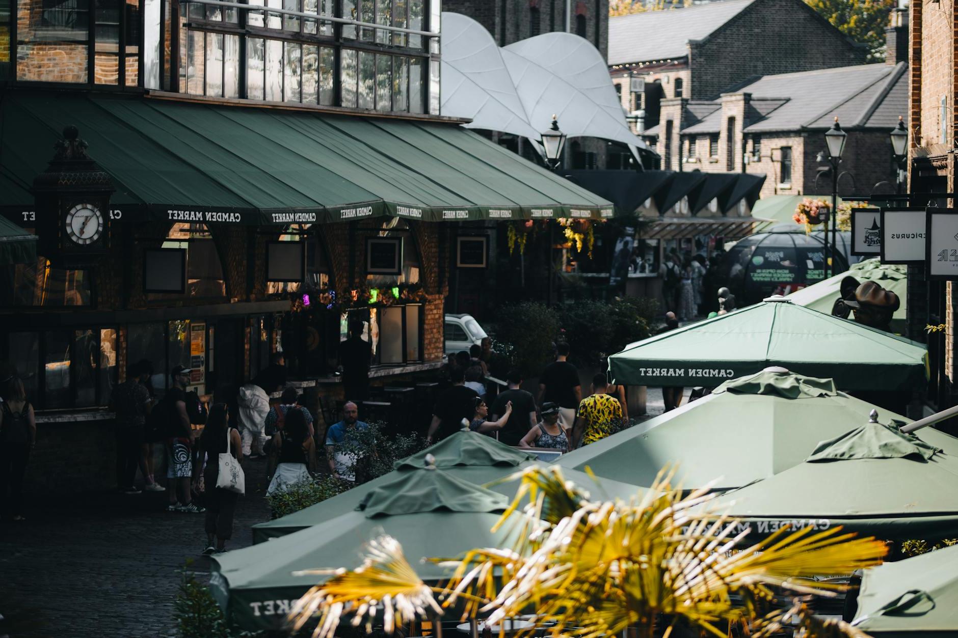 View of the Streets of Camden Market in Camden Town, London, England 