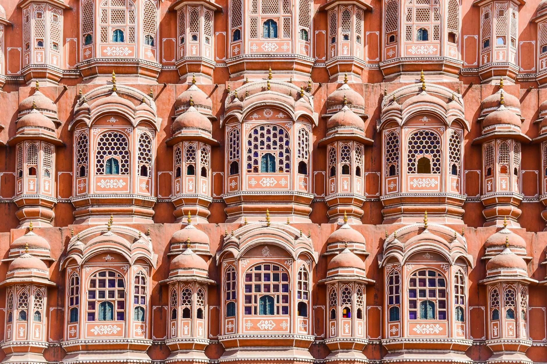 Facade of the Hawa Mahal Palace in Jaipur, India