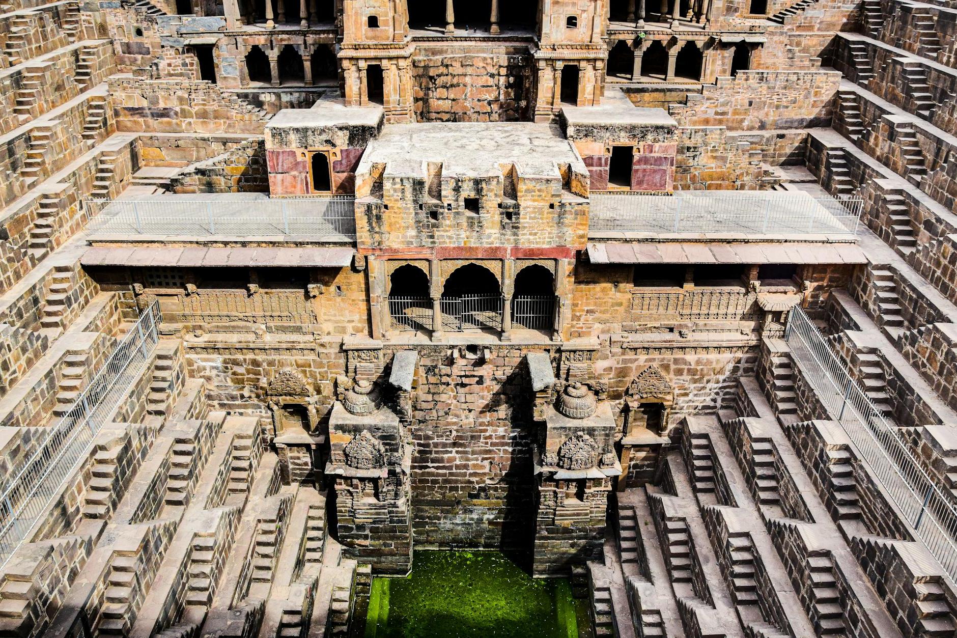 Symmetric View of an Ancient Stepwell in India