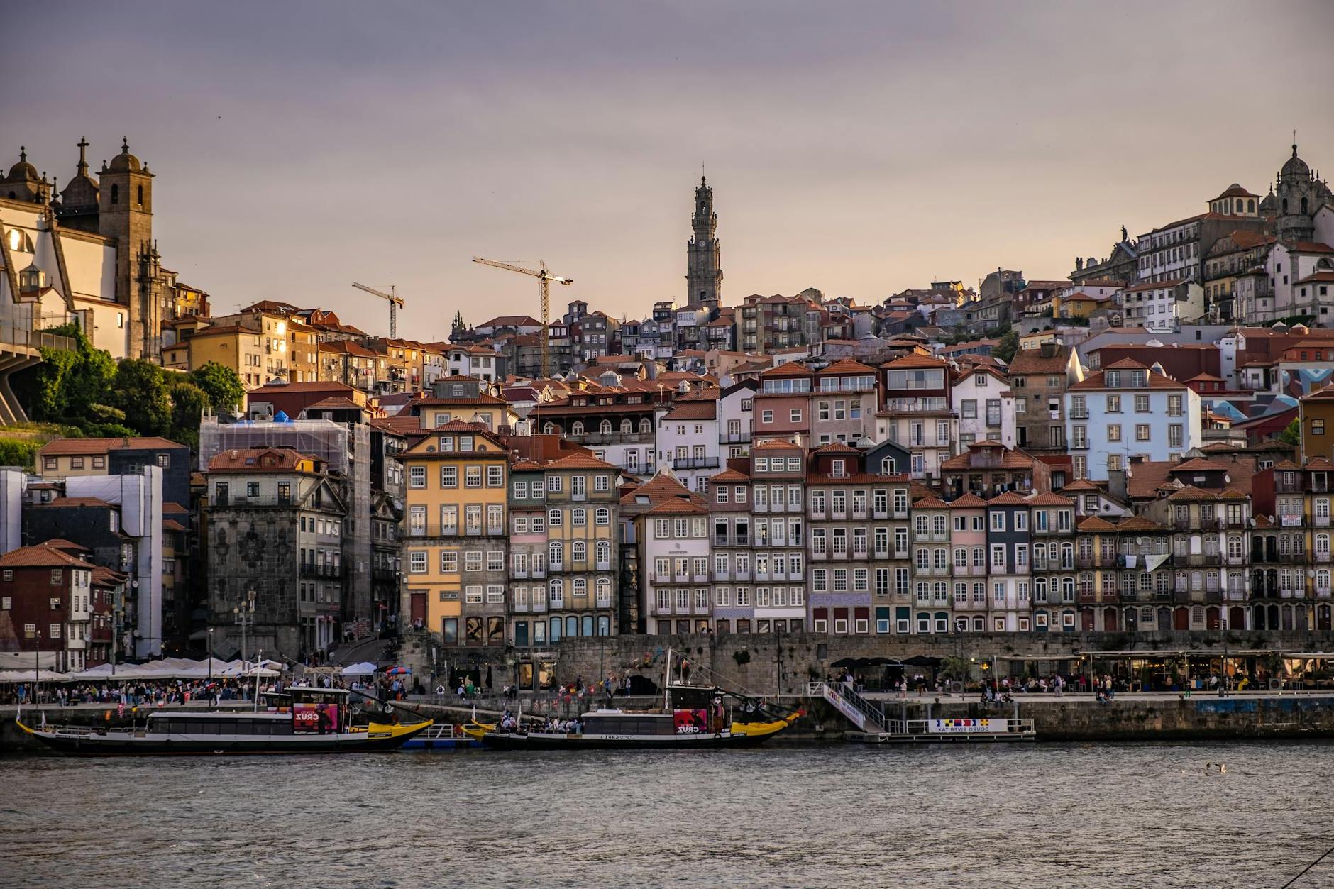 View of Waterfront Houses in Porto, Portugal 