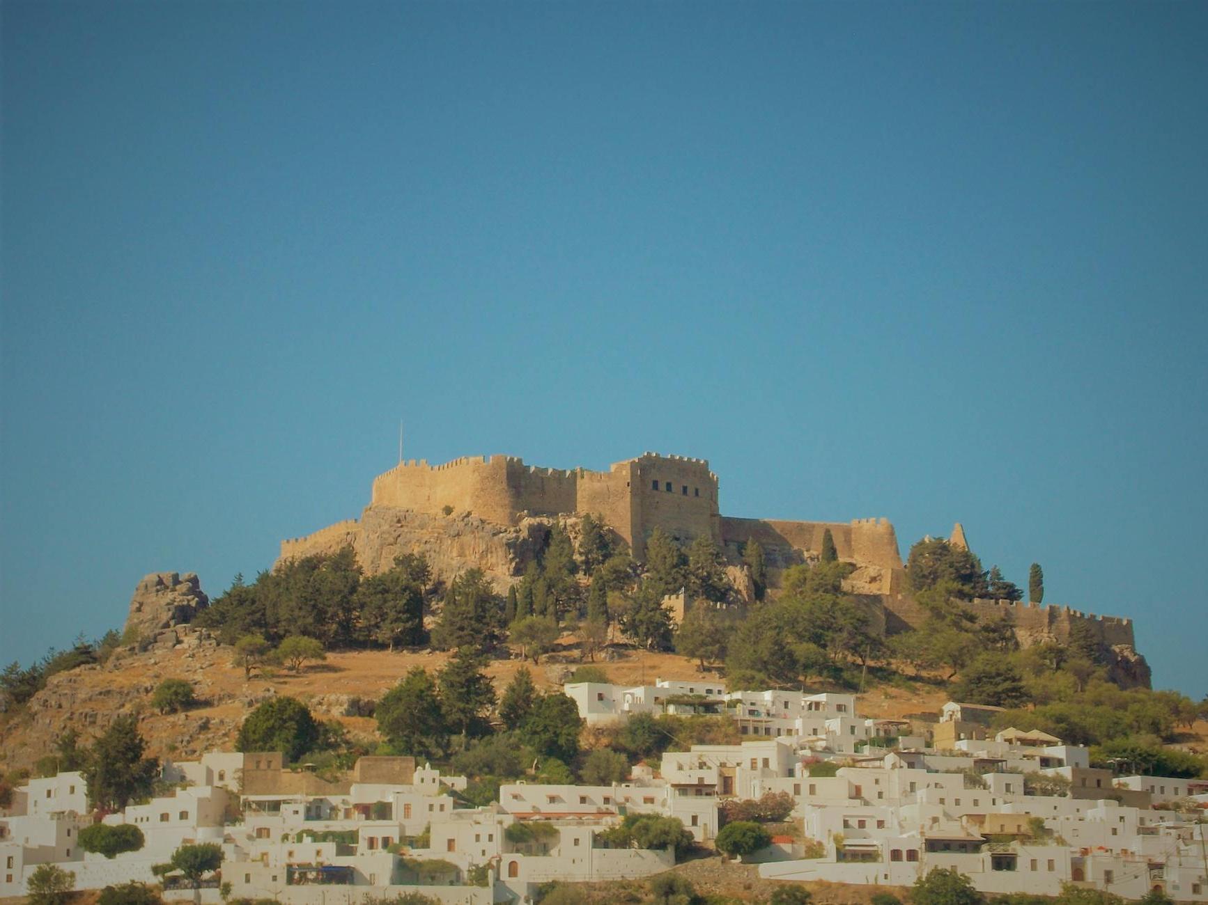 View of the Acropolis of Lindos, Rhodes, Greece