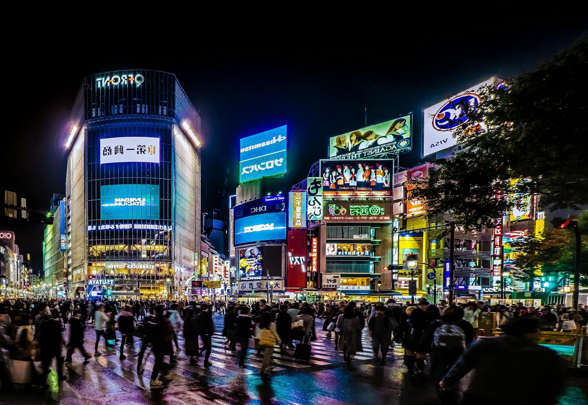 Shibuya Crossing in Tokyo at Night